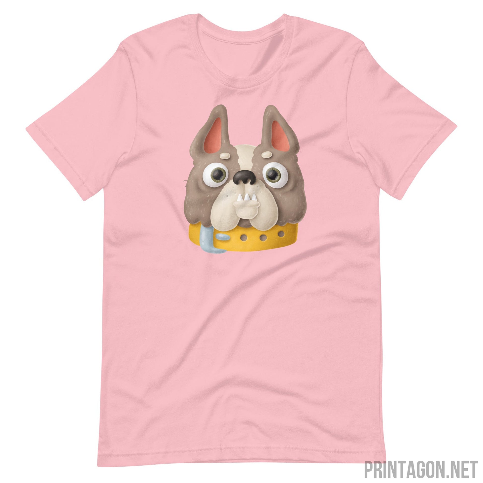 Printagon - Bulldog Head - Unisex T-shirt - Pink / S