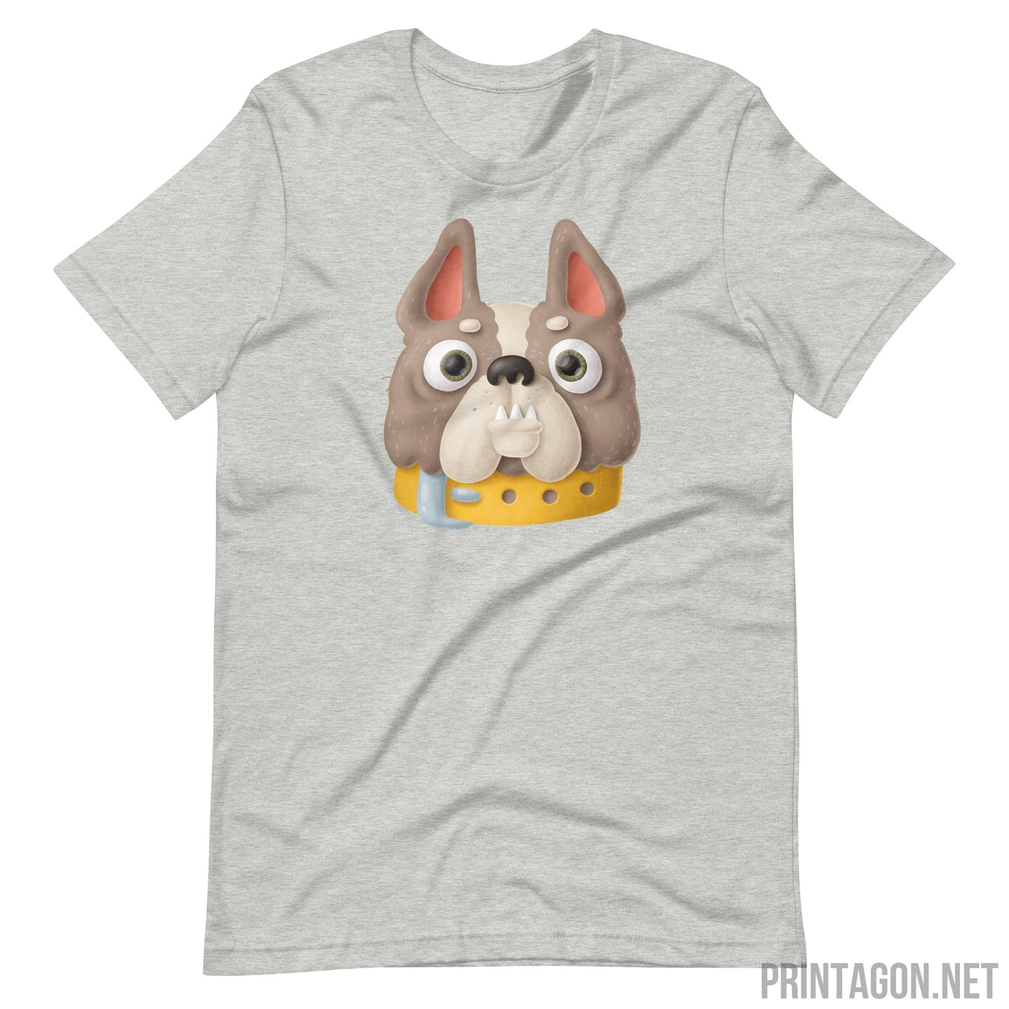 Printagon - Bulldog Head - Unisex T-shirt - Athletic Heather / XS