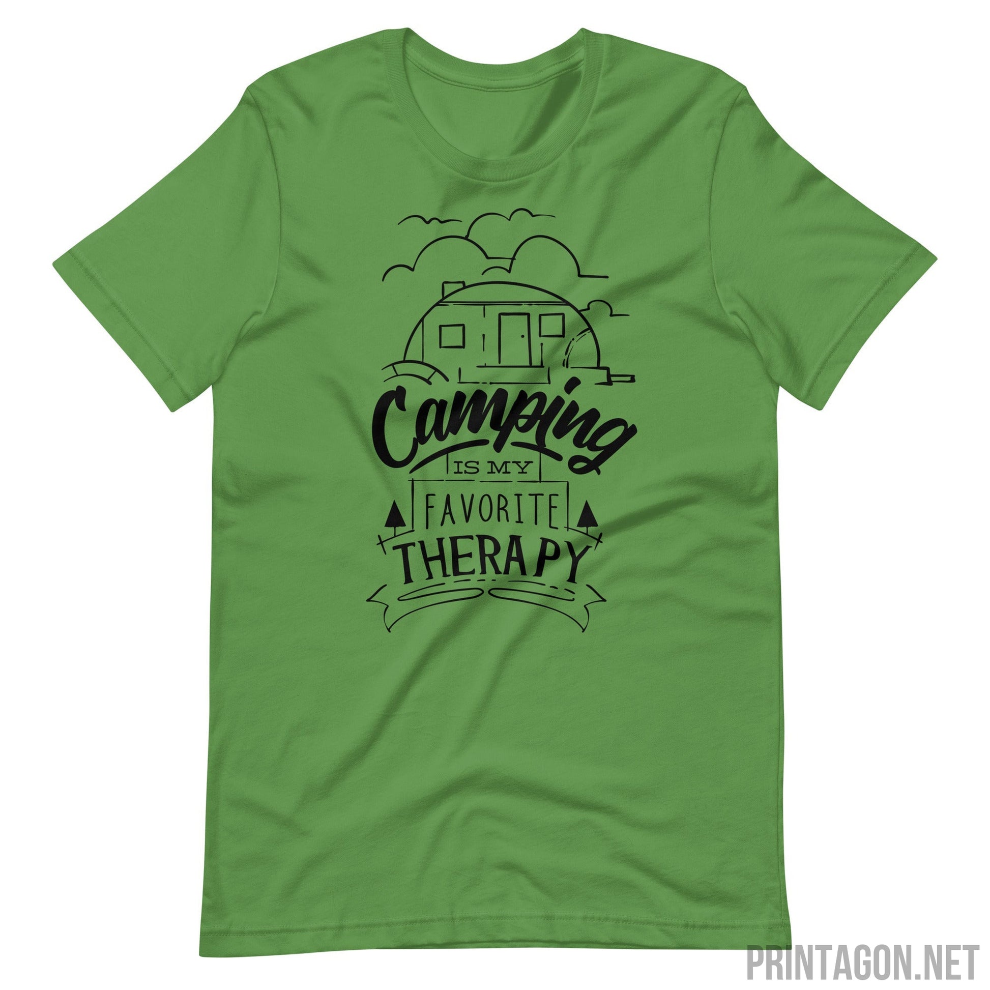 Printagon - Camping Is My Favorite Therapy - Unisex T-shirt - Leaf / S