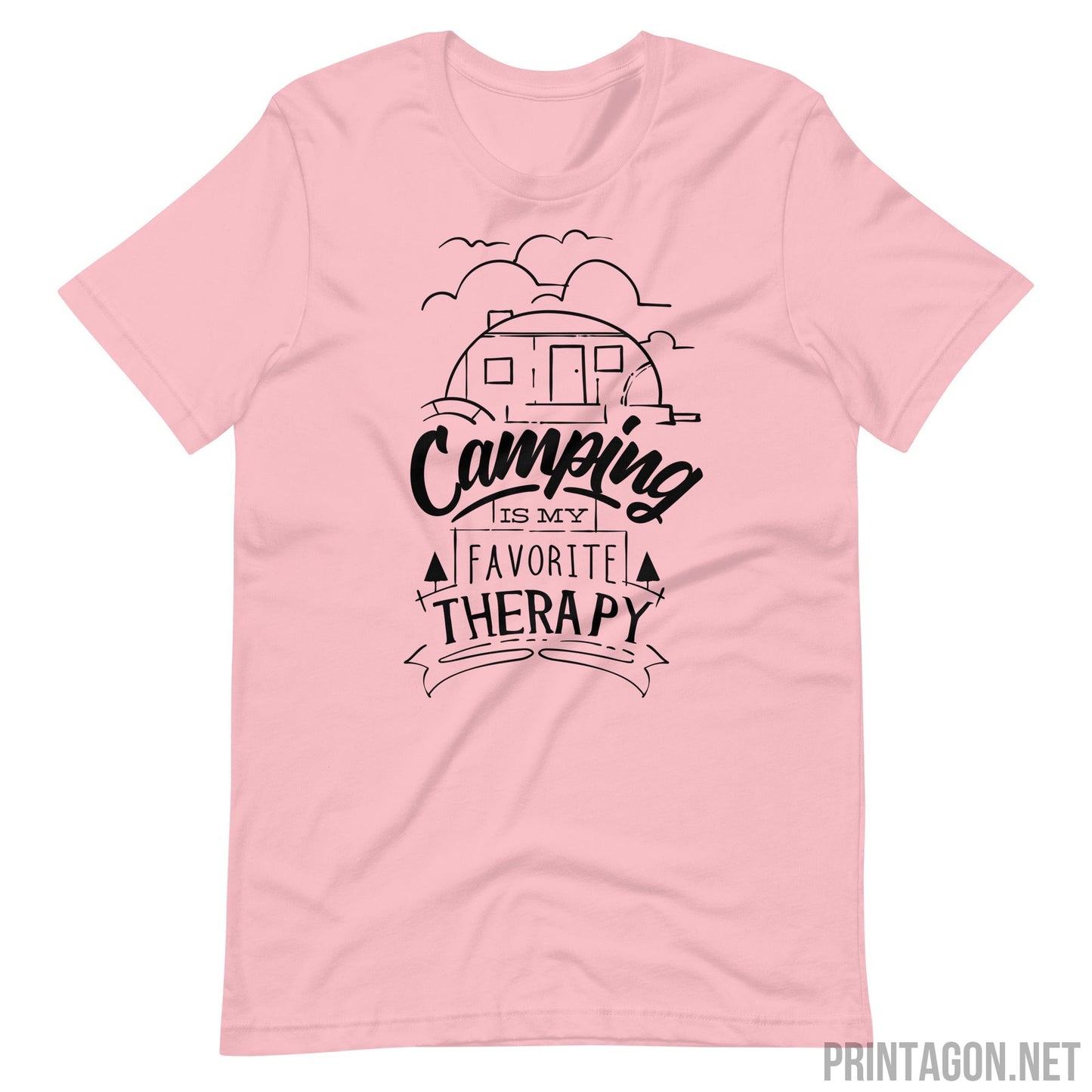 Printagon - Camping Is My Favorite Therapy - Unisex T-shirt - Pink / S