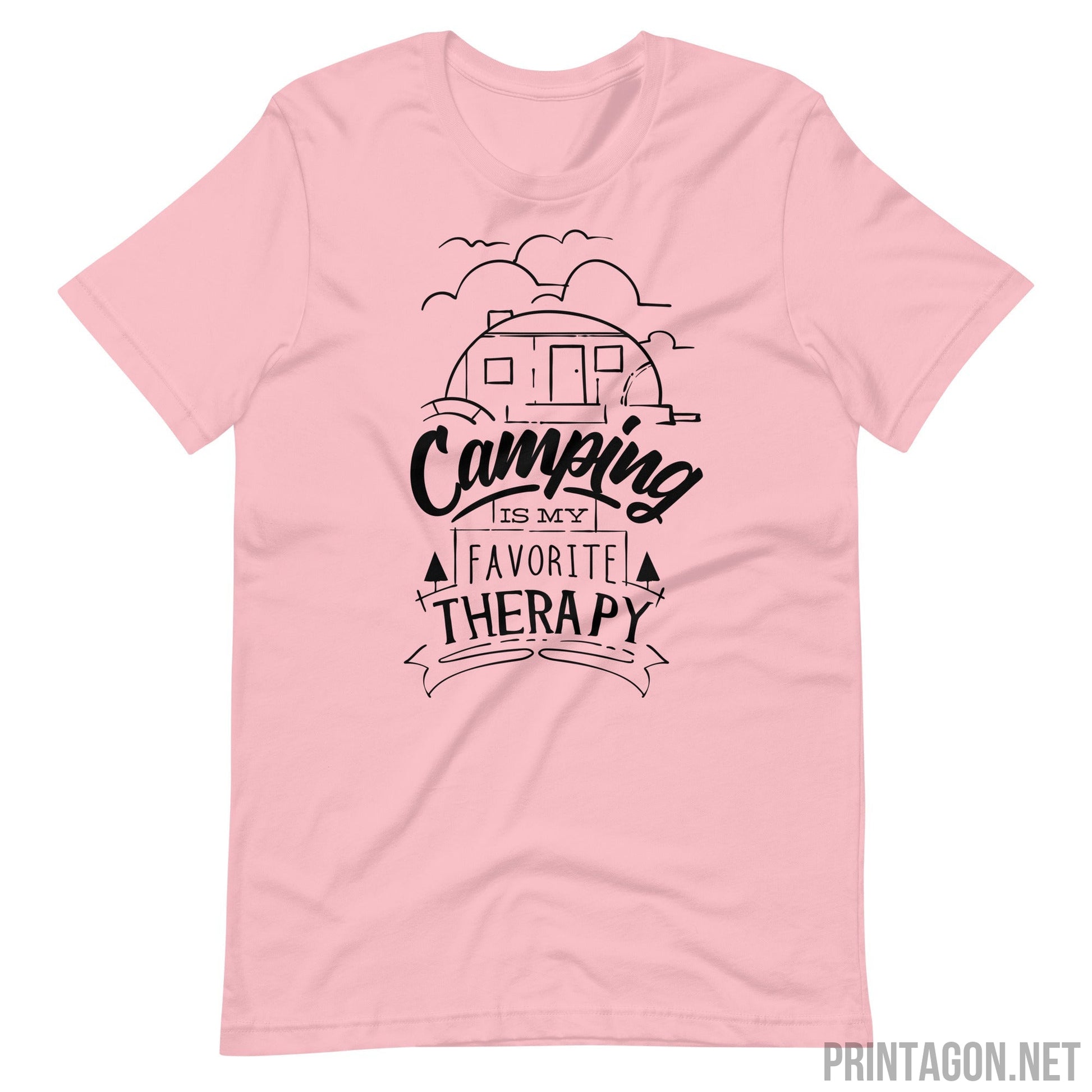 Printagon - Camping Is My Favorite Therapy - Unisex T-shirt - Pink / S