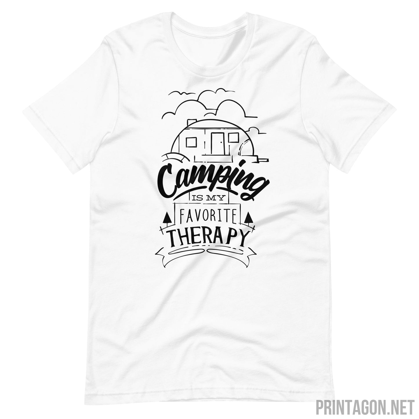 Printagon - Camping Is My Favorite Therapy - Unisex T-shirt - White / XS