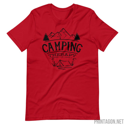 Printagon - Camping Therapy 002 - Unisex T-shirt - Red / XS