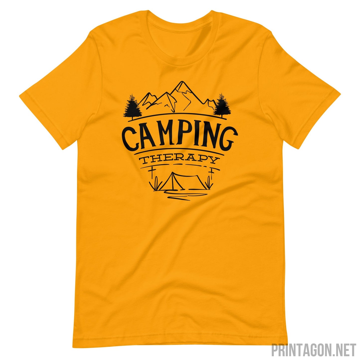 Printagon - Camping Therapy 002 - Unisex T-shirt - Gold / S