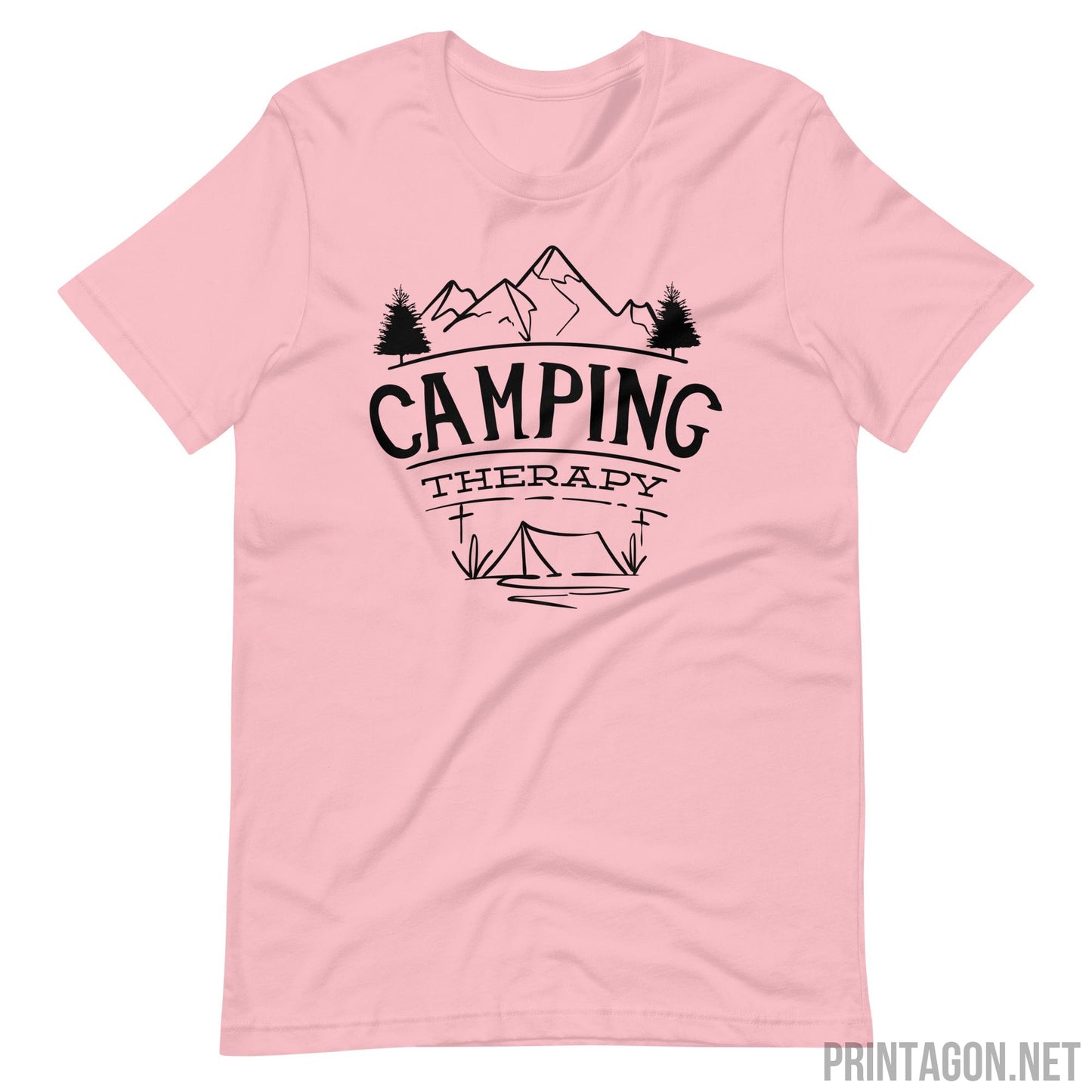 Printagon - Camping Therapy 002 - Unisex T-shirt - Pink / S