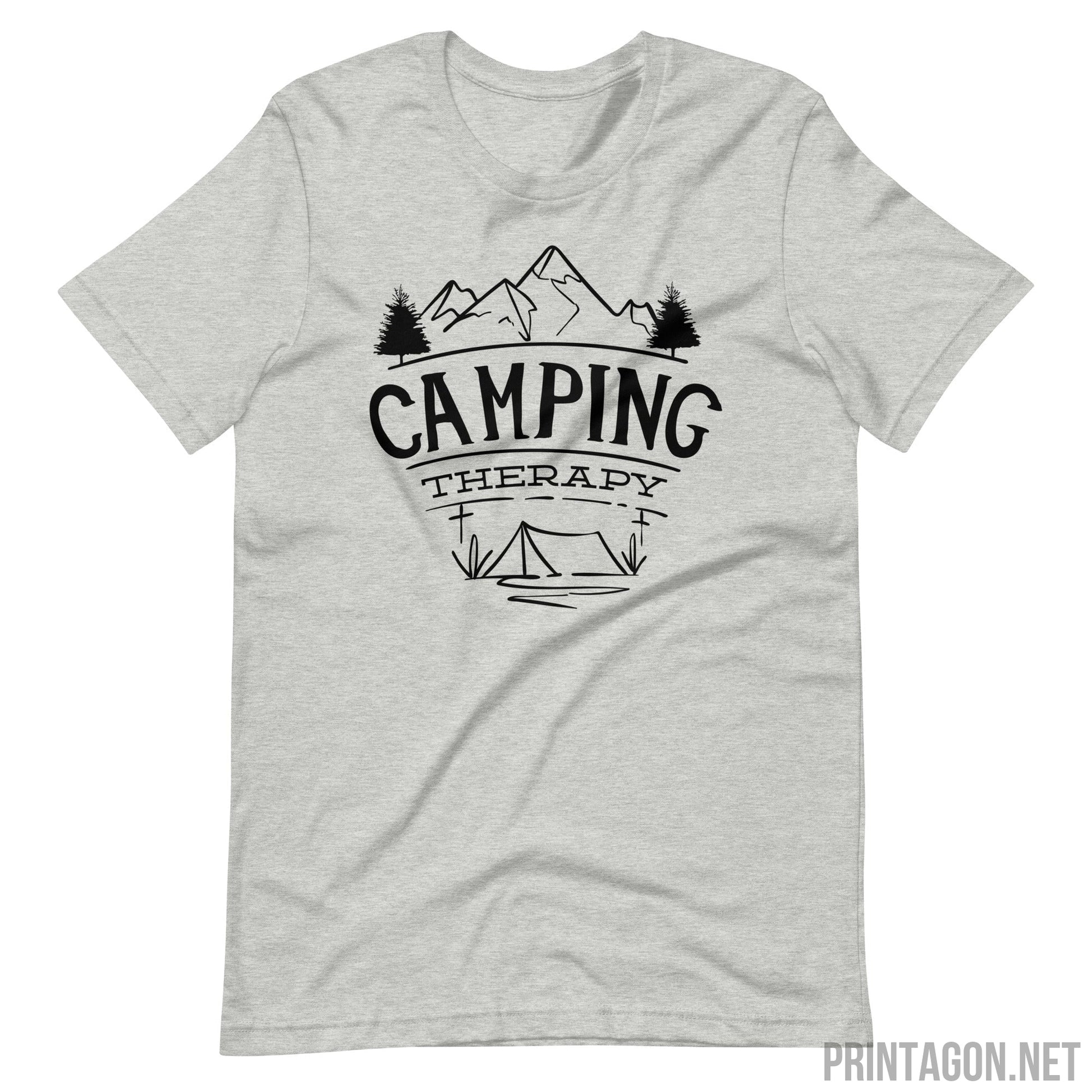 Printagon - Camping Therapy 002 - Unisex T-shirt - Athletic Heather / XS