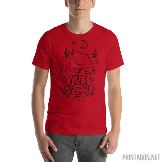 Printagon - Camping Vibes Only - Unisex T-shirt - Red / XS