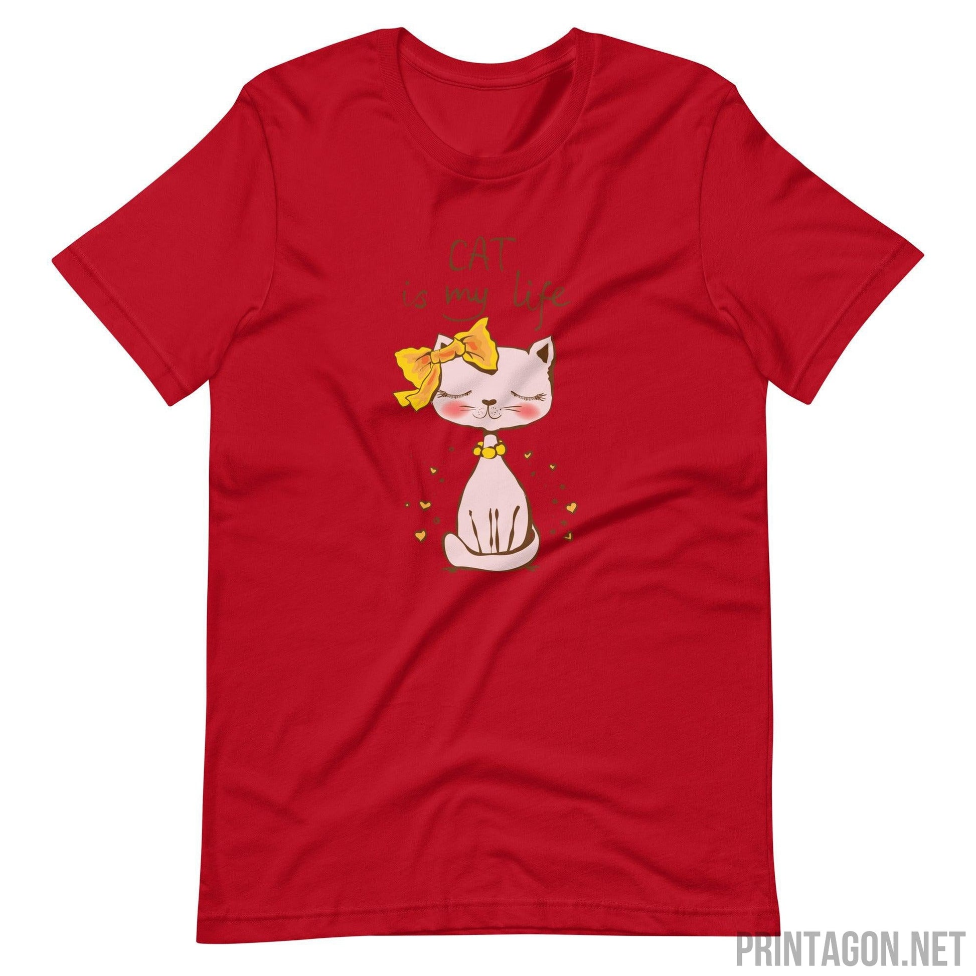 Printagon - Cat Is My Life - Red / XS