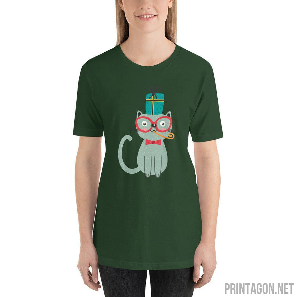 Printagon - Cat with Eye Glasses - Unisex T-shirt -