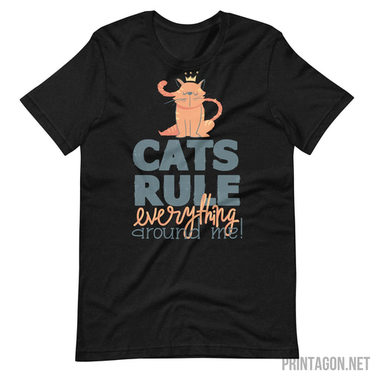 Printagon - Cats Rule - Unisex T-shirt - Black Heather / XS