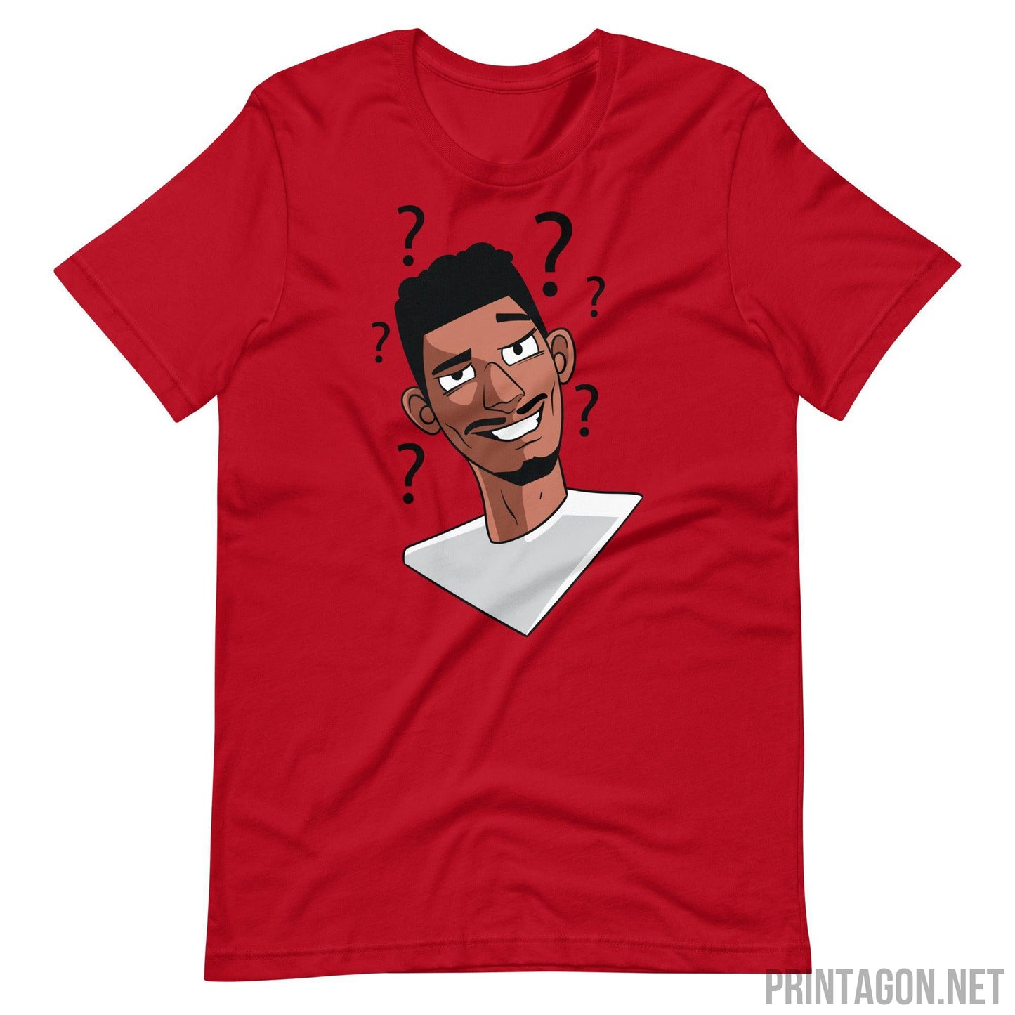 Printagon - Confused Man 002 - Unisex T-shirt - Red / XS