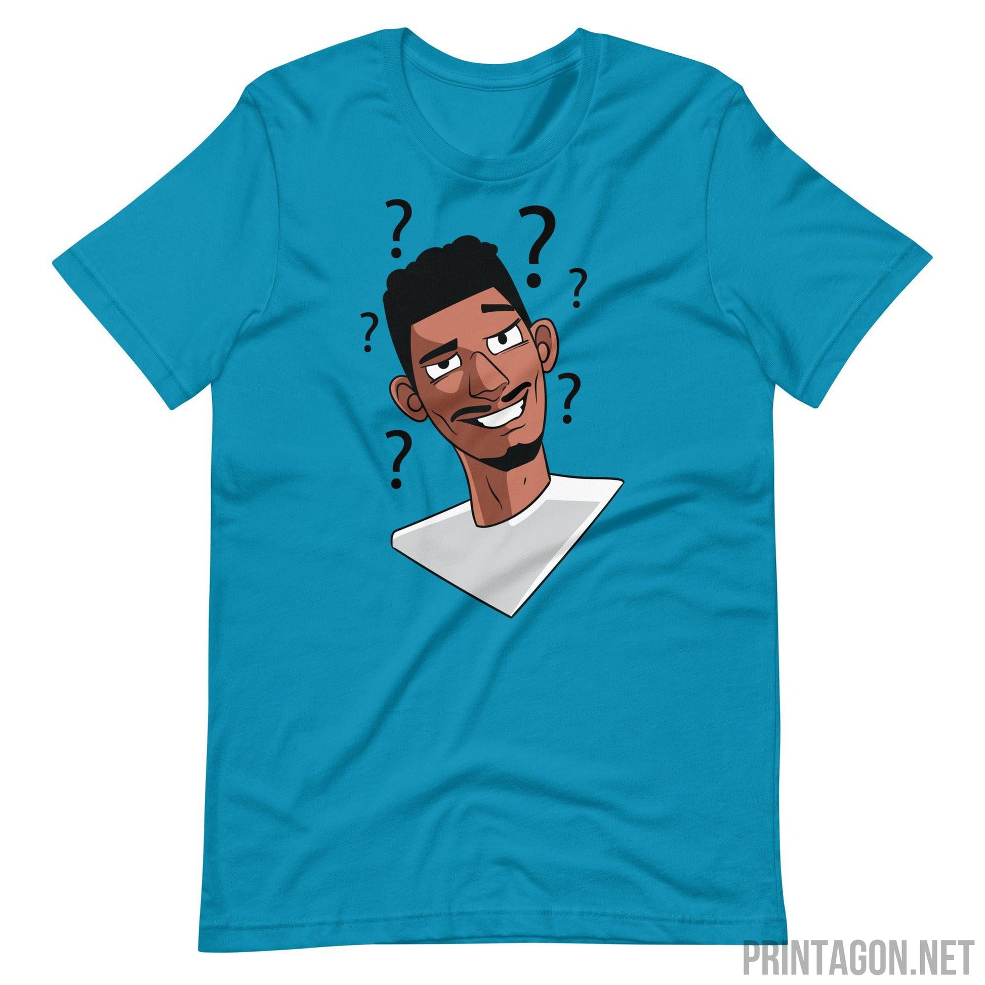 Printagon - Confused Man 002 - Unisex T-shirt - Aqua / S