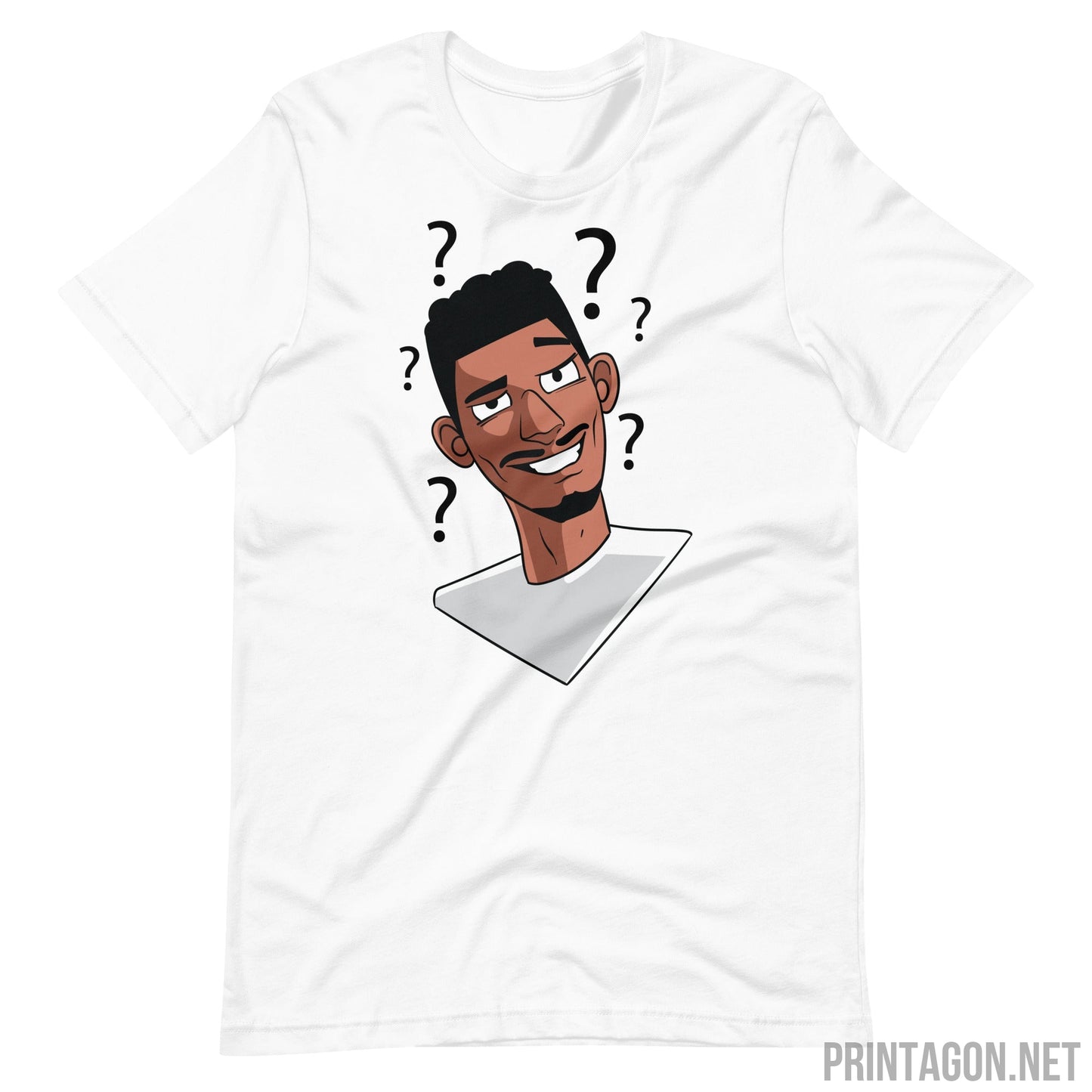 Printagon - Confused Man 002 - Unisex T-shirt - White / XS