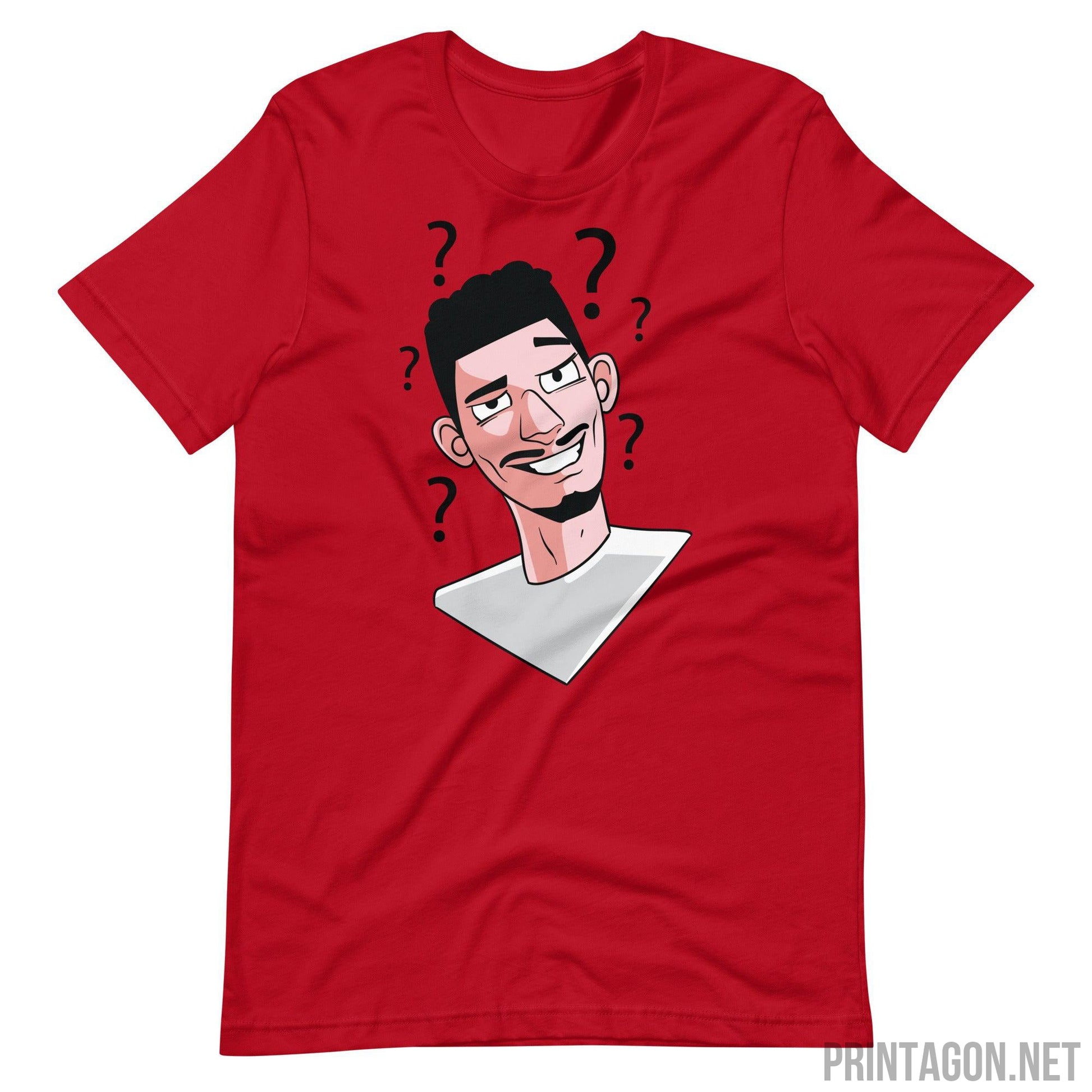 Printagon - Confused Man 003 - Unisex T-shirt - Red / XS