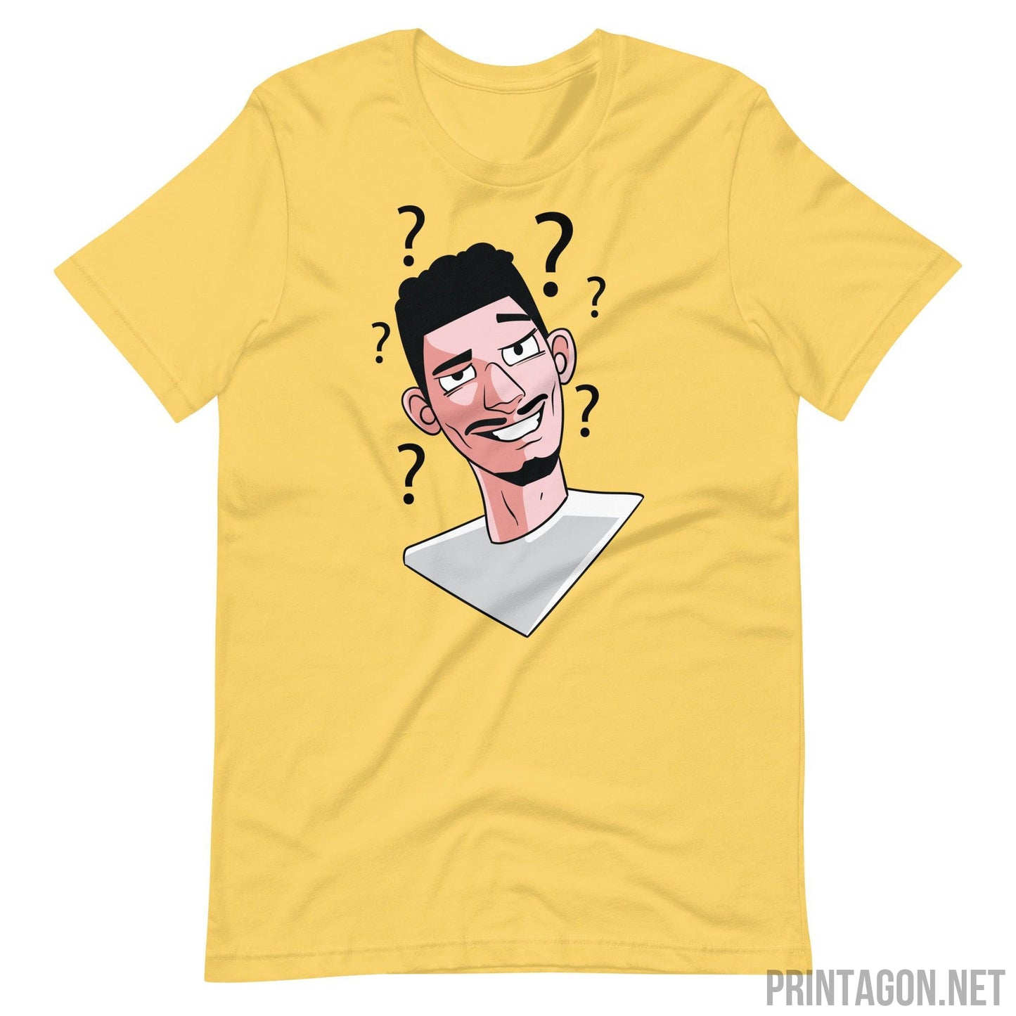 Printagon - Confused Man 003 - Unisex T-shirt - Yellow / S