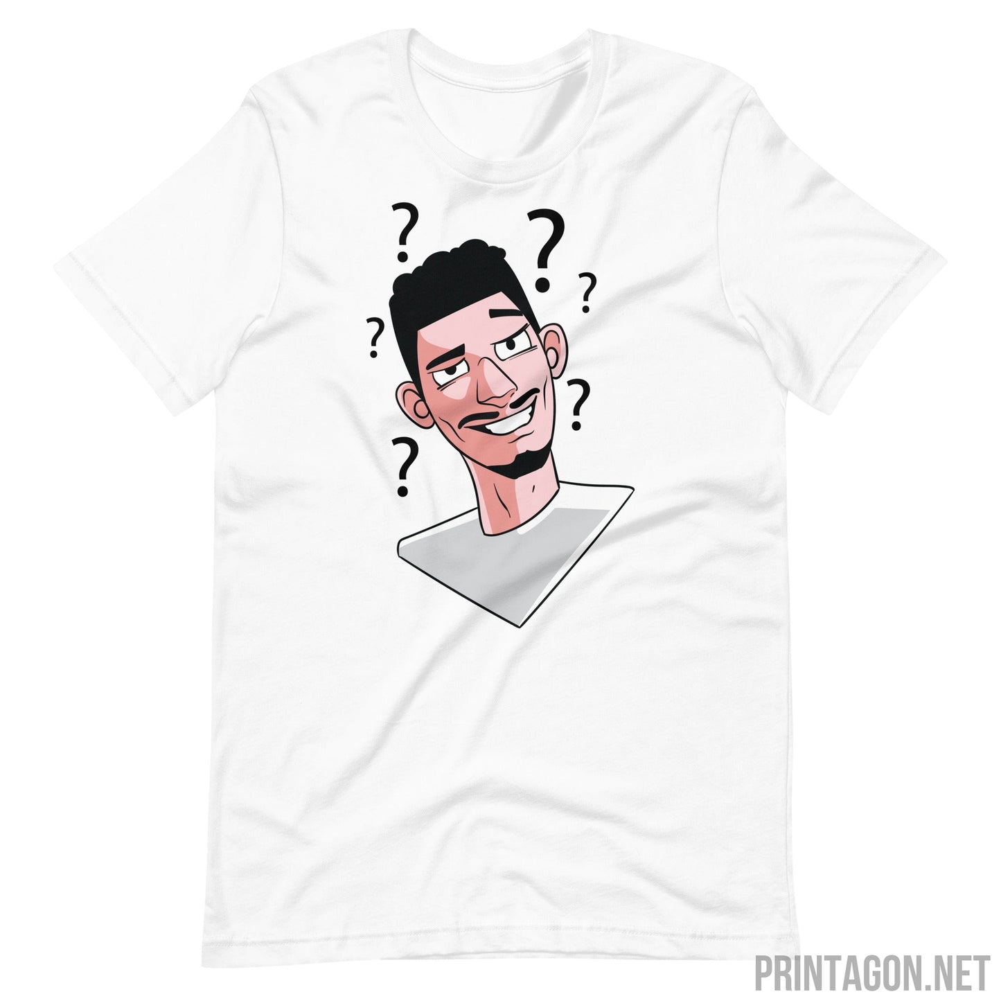 Printagon - Confused Man 003 - Unisex T-shirt - White / XS