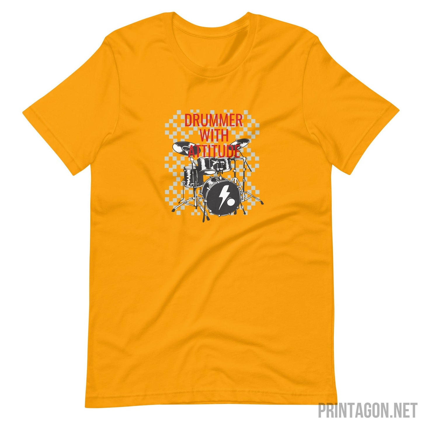 Printagon - Drummer With Attitude - Unisex T-shirt - Gold / S