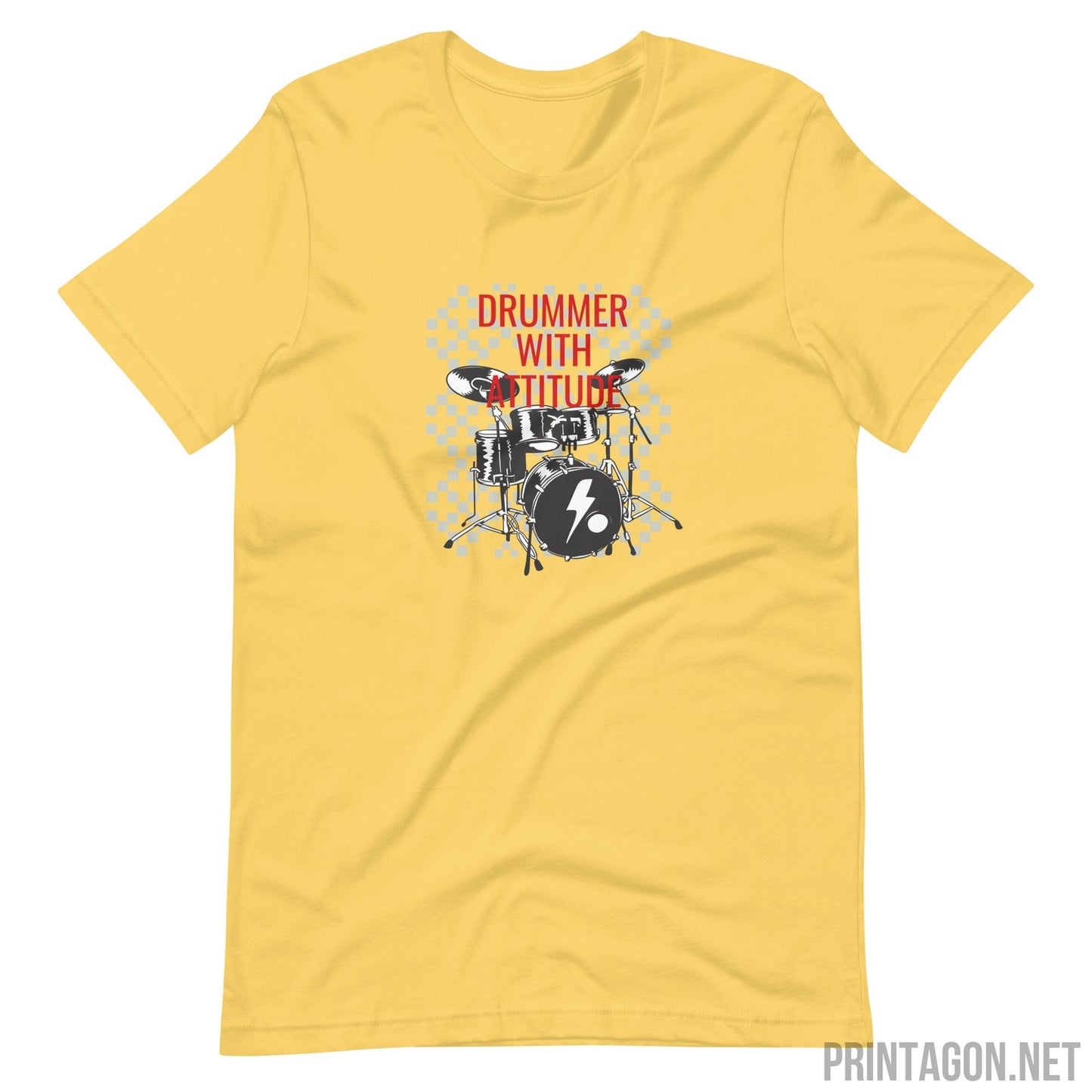 Printagon - Drummer With Attitude - Unisex T-shirt - Yellow / S