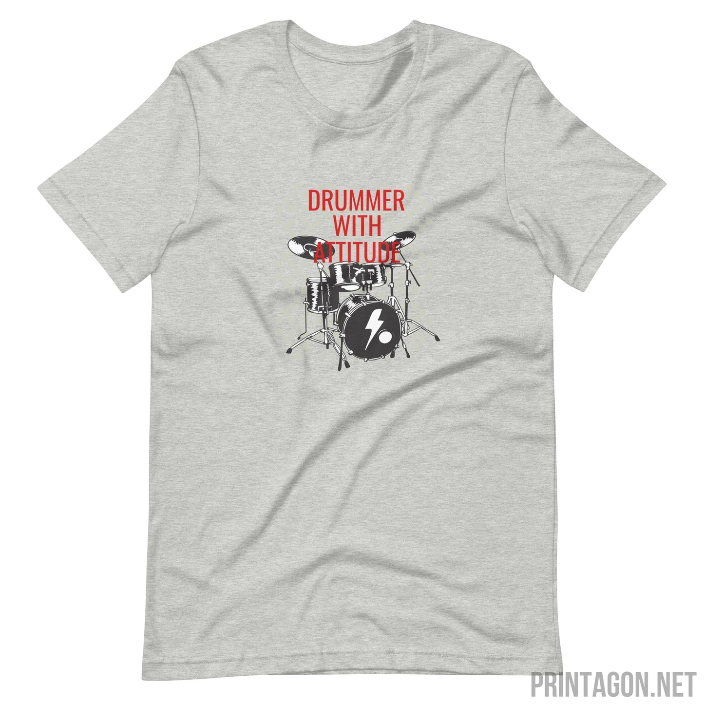 Printagon - Drummer With Attitude - Unisex T-shirt - Athletic Heather / XS