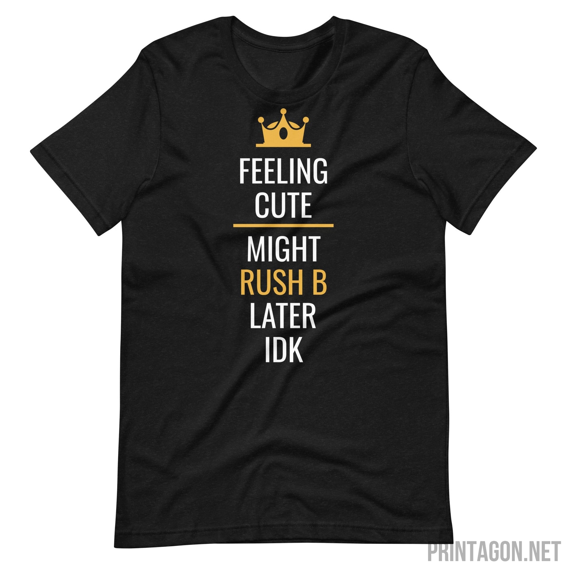 Printagon - Feeling Cute - Unisex T-shirt - Black Heather / XS