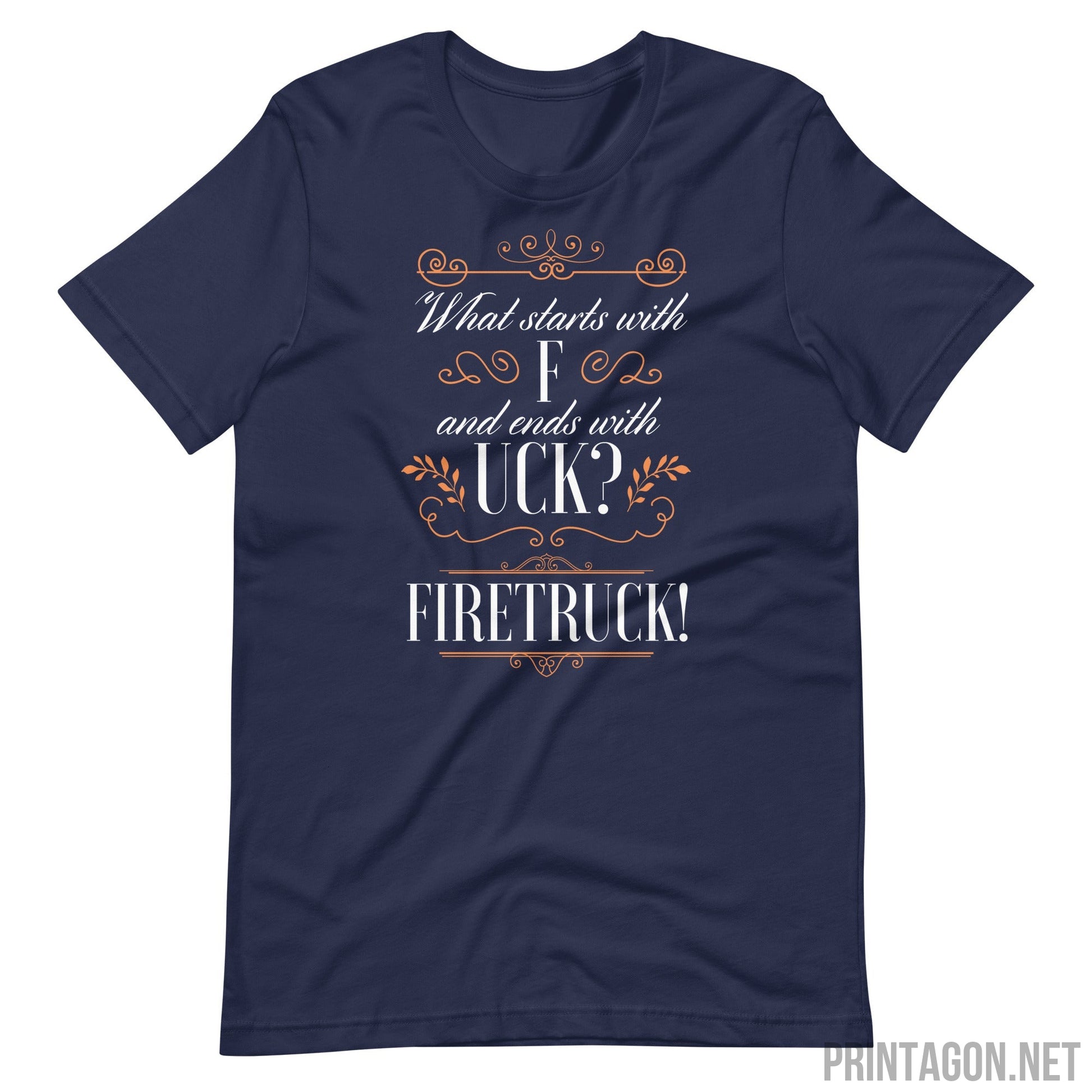 Printagon - Fire Truck Unisex T-shirt - Navy / XS