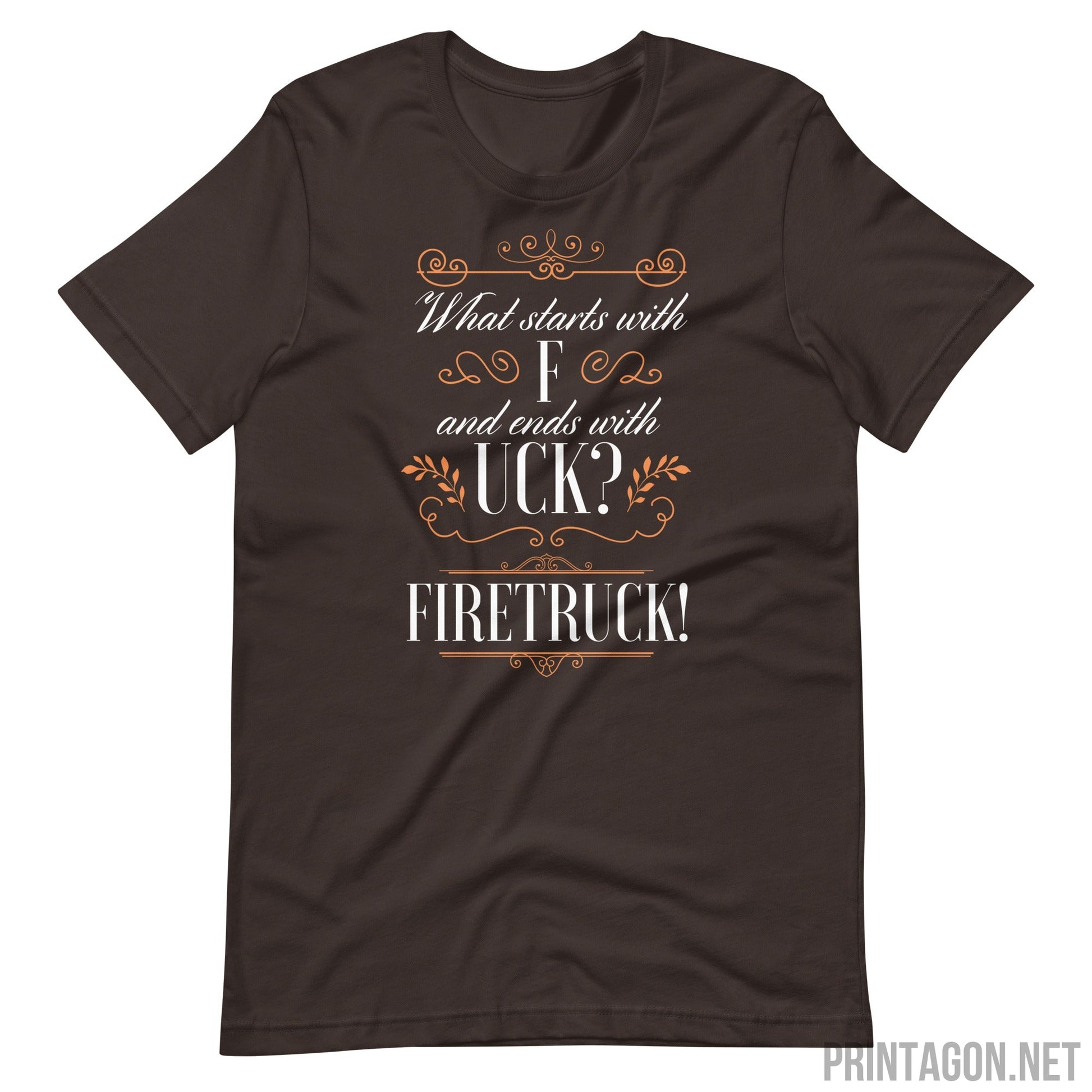 Printagon - Fire Truck Unisex T-shirt - Brown / S