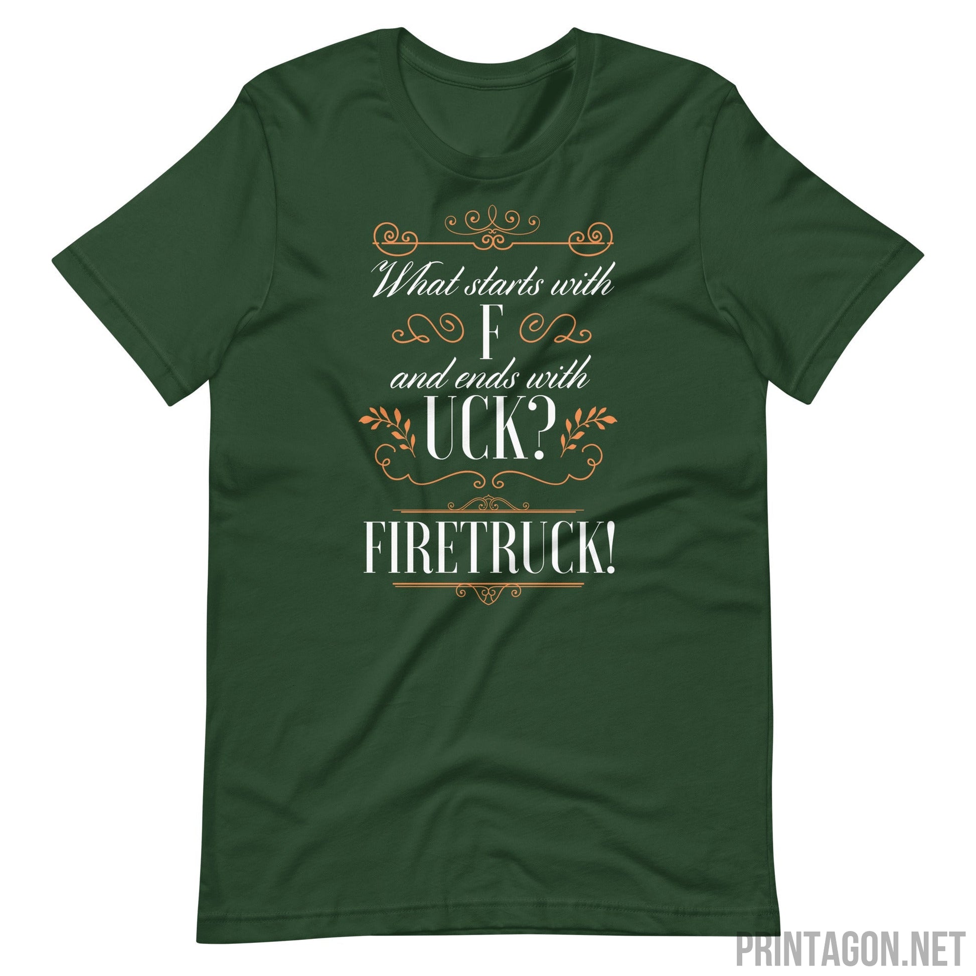 Printagon - Fire Truck Unisex T-shirt - Forest / S