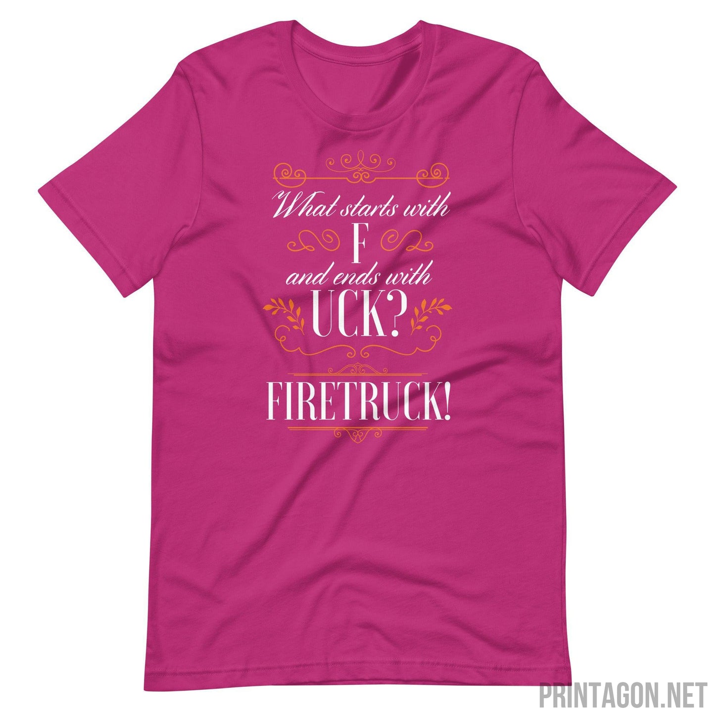 Printagon - Fire Truck Unisex T-shirt - Berry / S