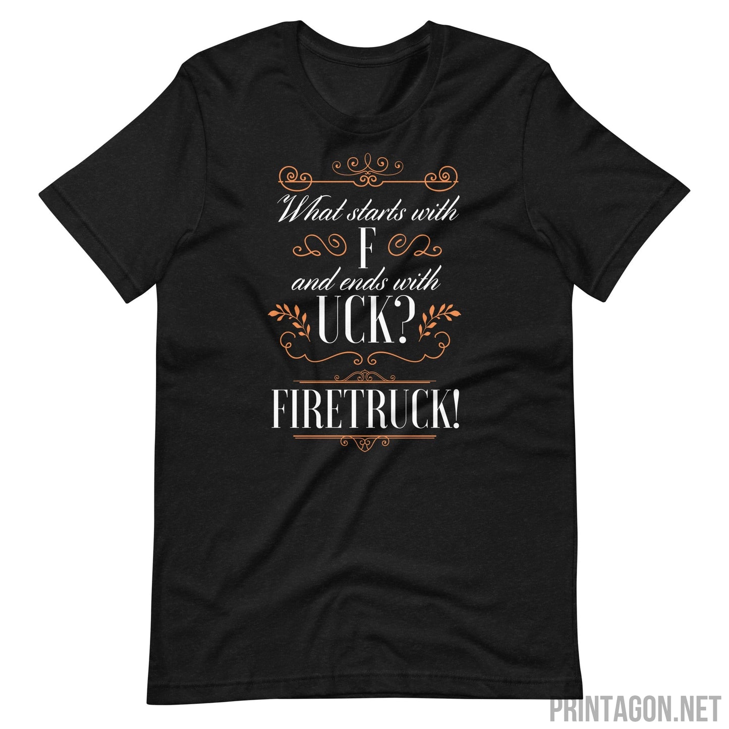 Printagon - Fire Truck Unisex T-shirt - Black Heather / XS