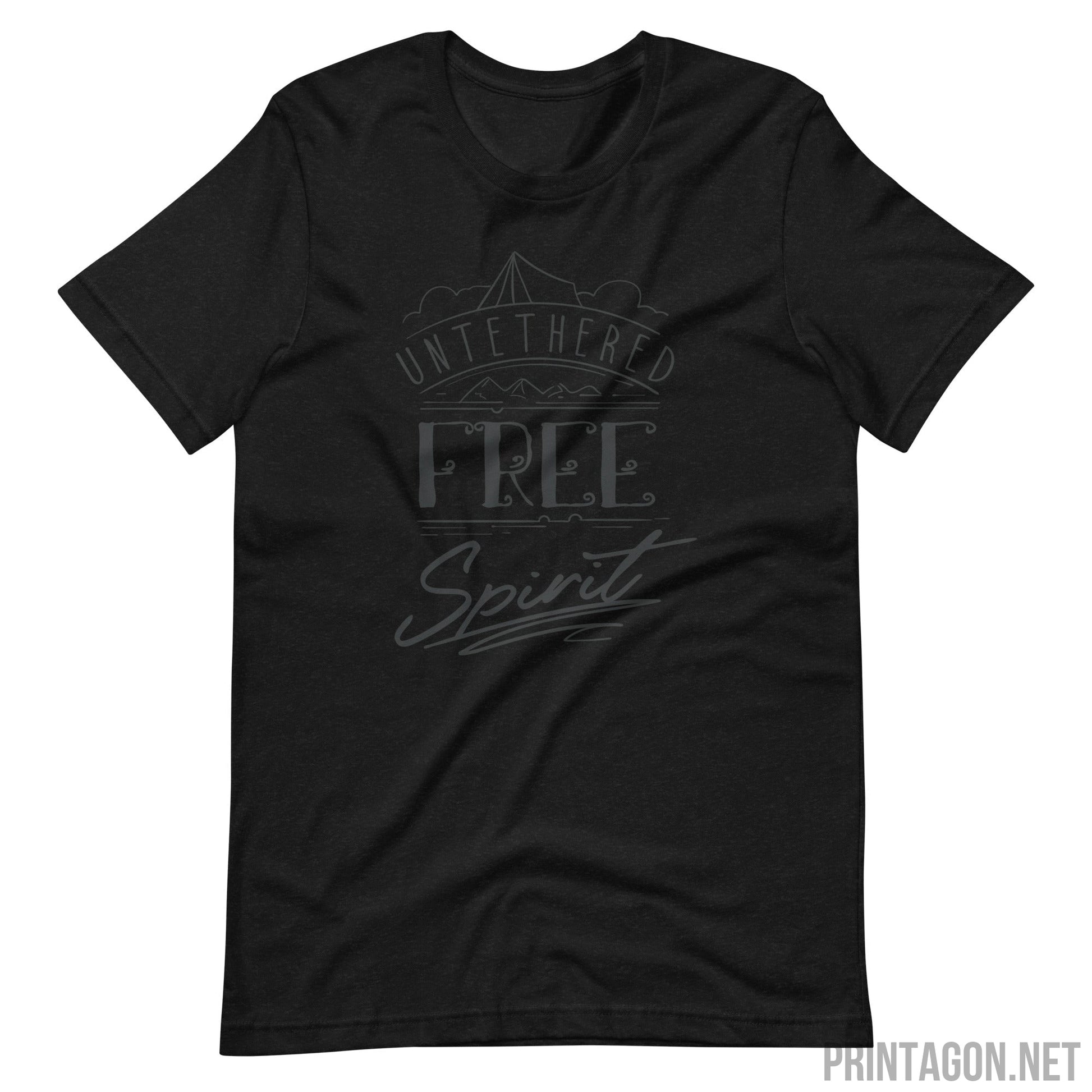 Printagon - Free Spirit - Unisex T-shirt - Black Heather / XS