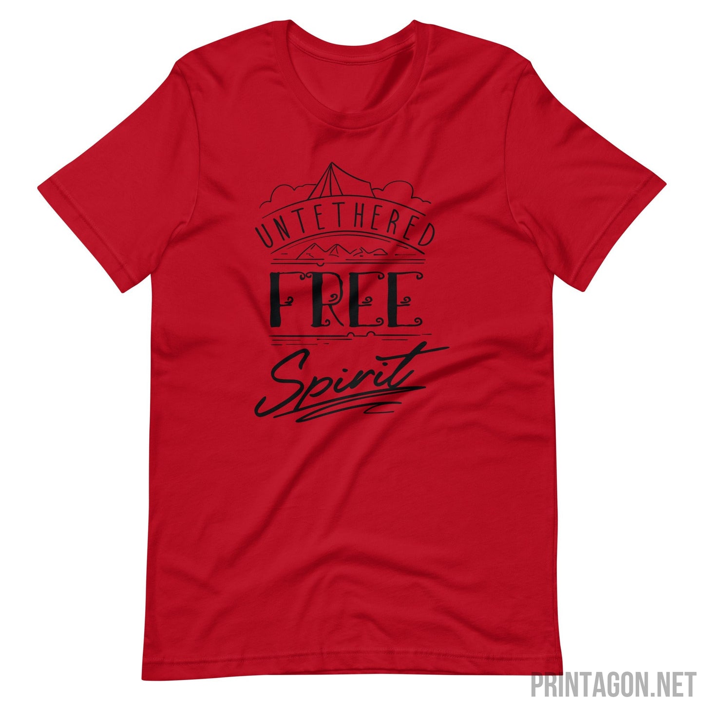 Printagon - Free Spirit - Unisex T-shirt - Red / XS