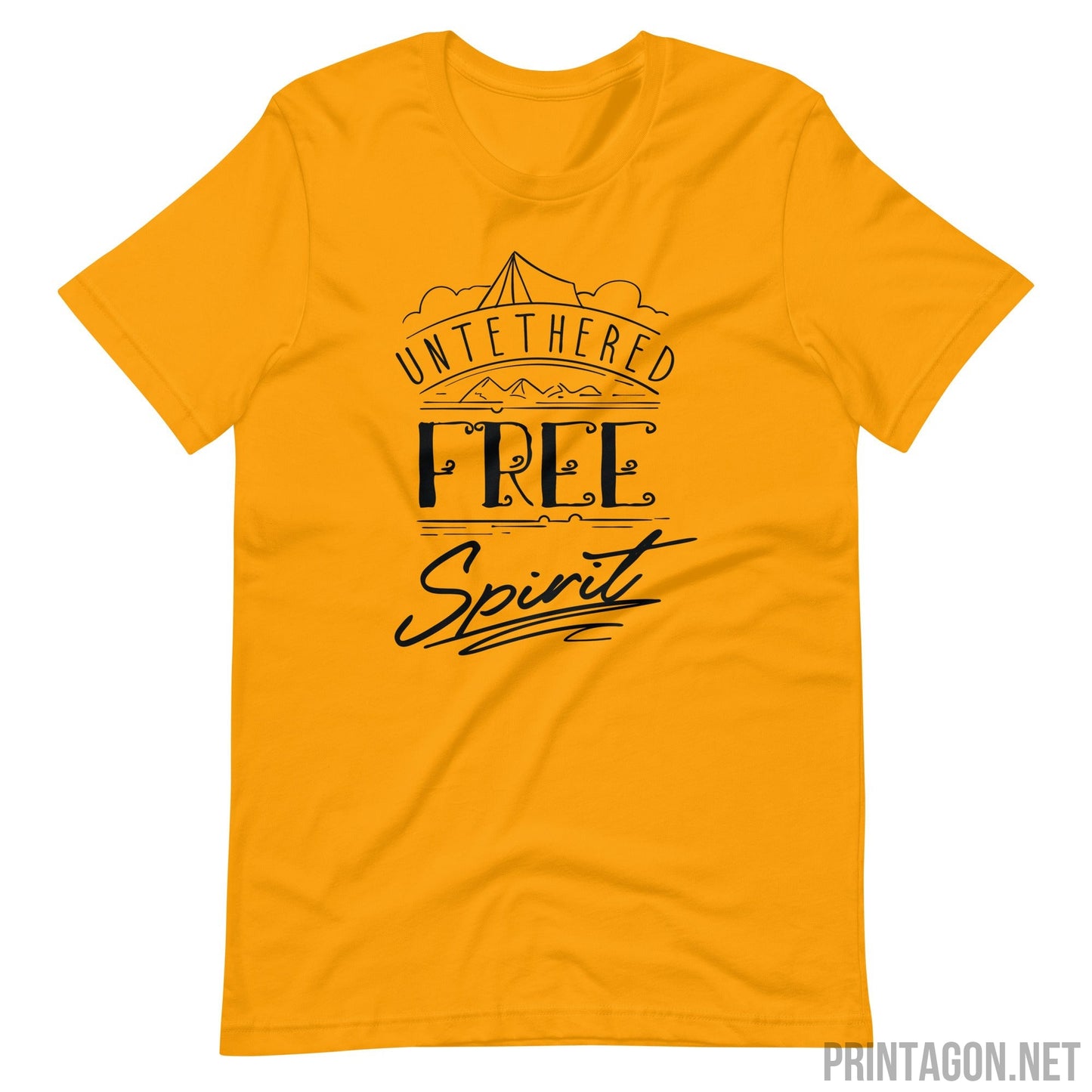 Printagon - Free Spirit - Unisex T-shirt - Gold / S