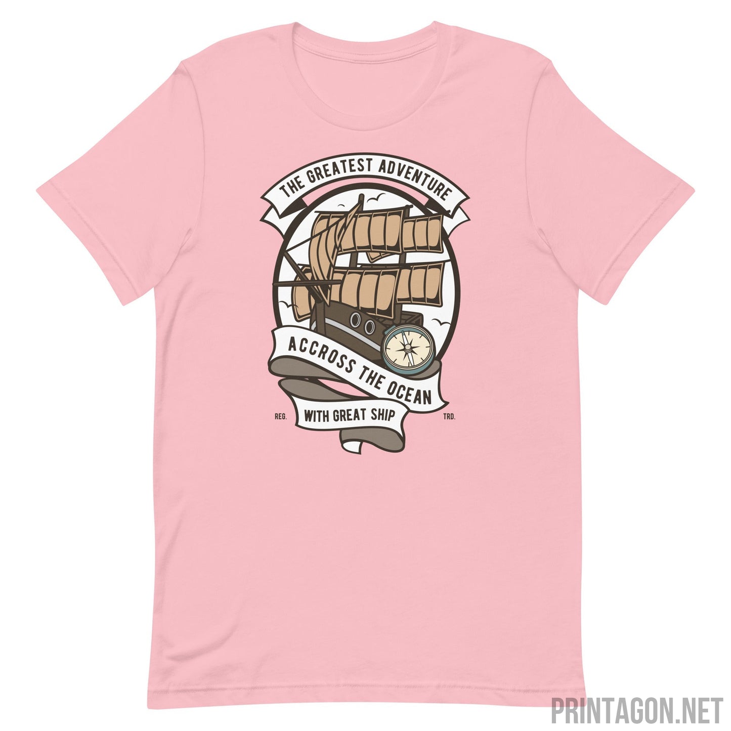 Printagon - Greatest Adventure Across the ocean - Unisex T-shirt - Pink / S