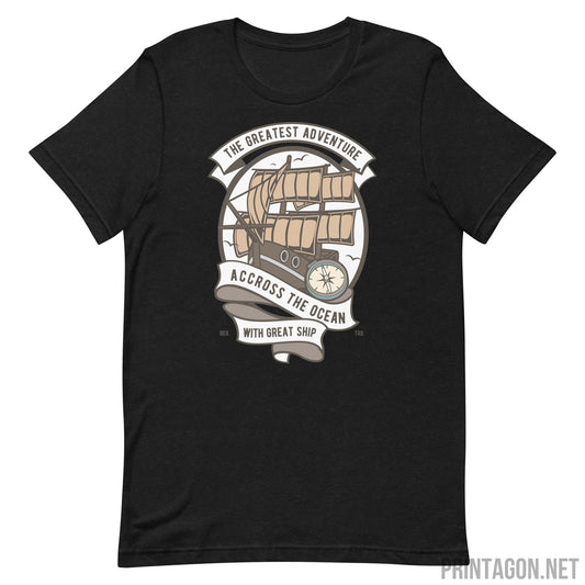 Printagon - Greatest Adventure Across the ocean - Unisex T-shirt - Black Heather / XS