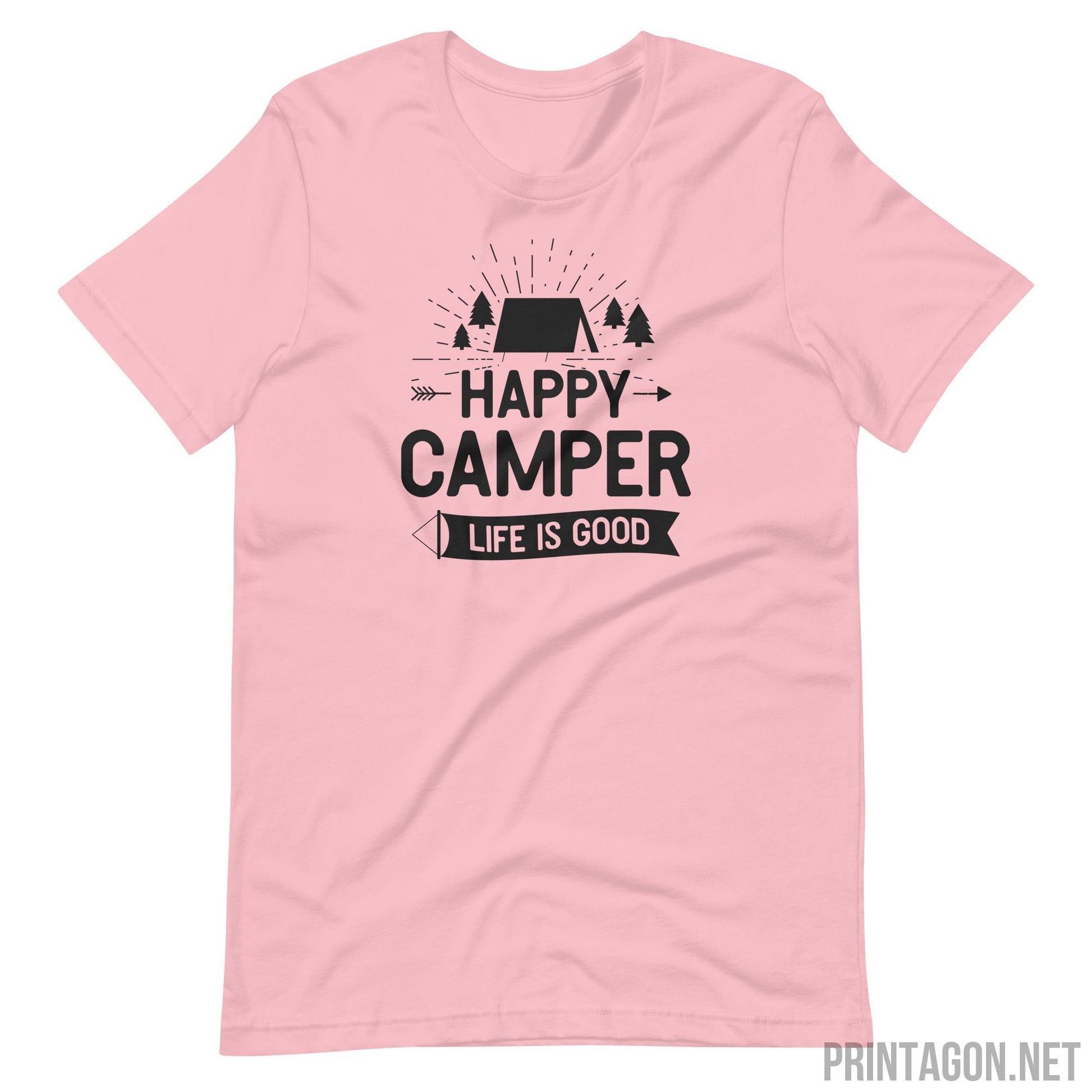 Printagon - Happy Camper - Unisex T-shirt - Pink / S