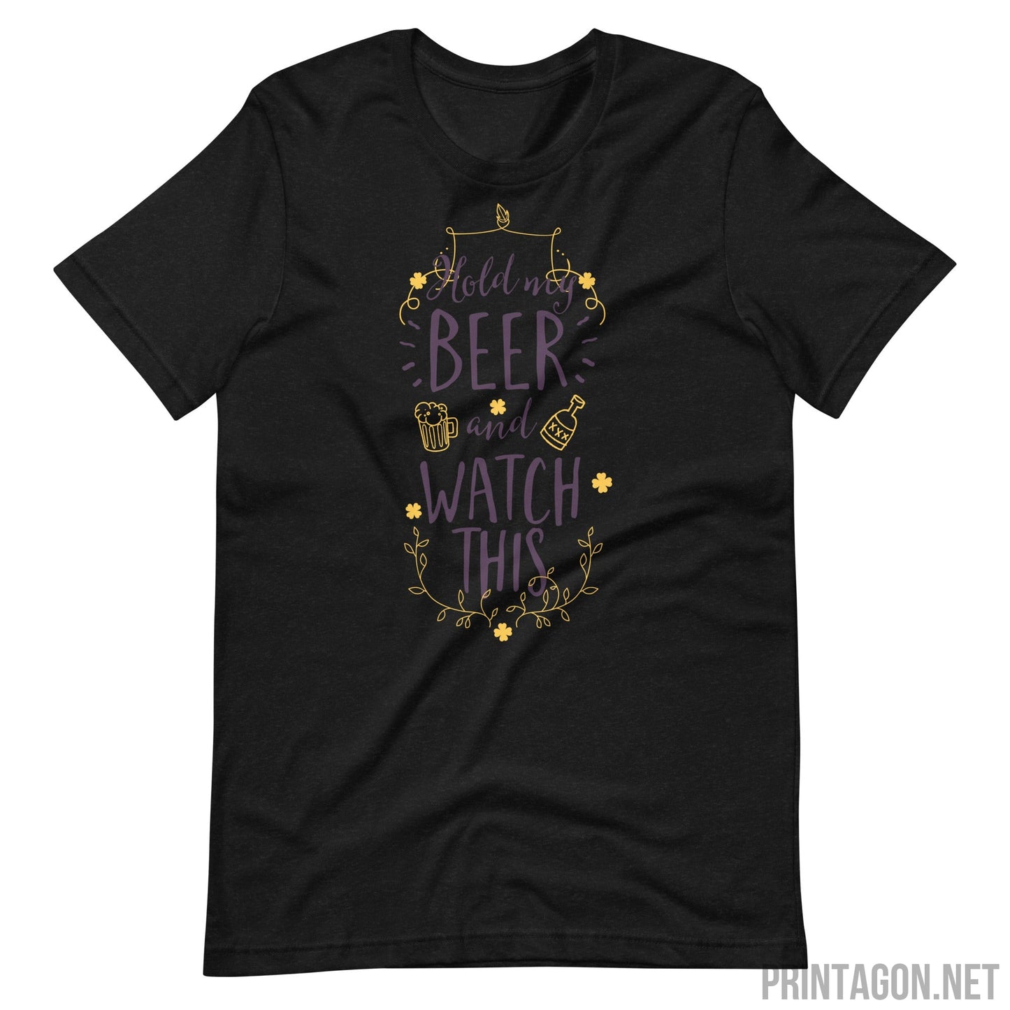 Printagon - Hold My Beer - Unisex T-shirt - Black Heather / XS