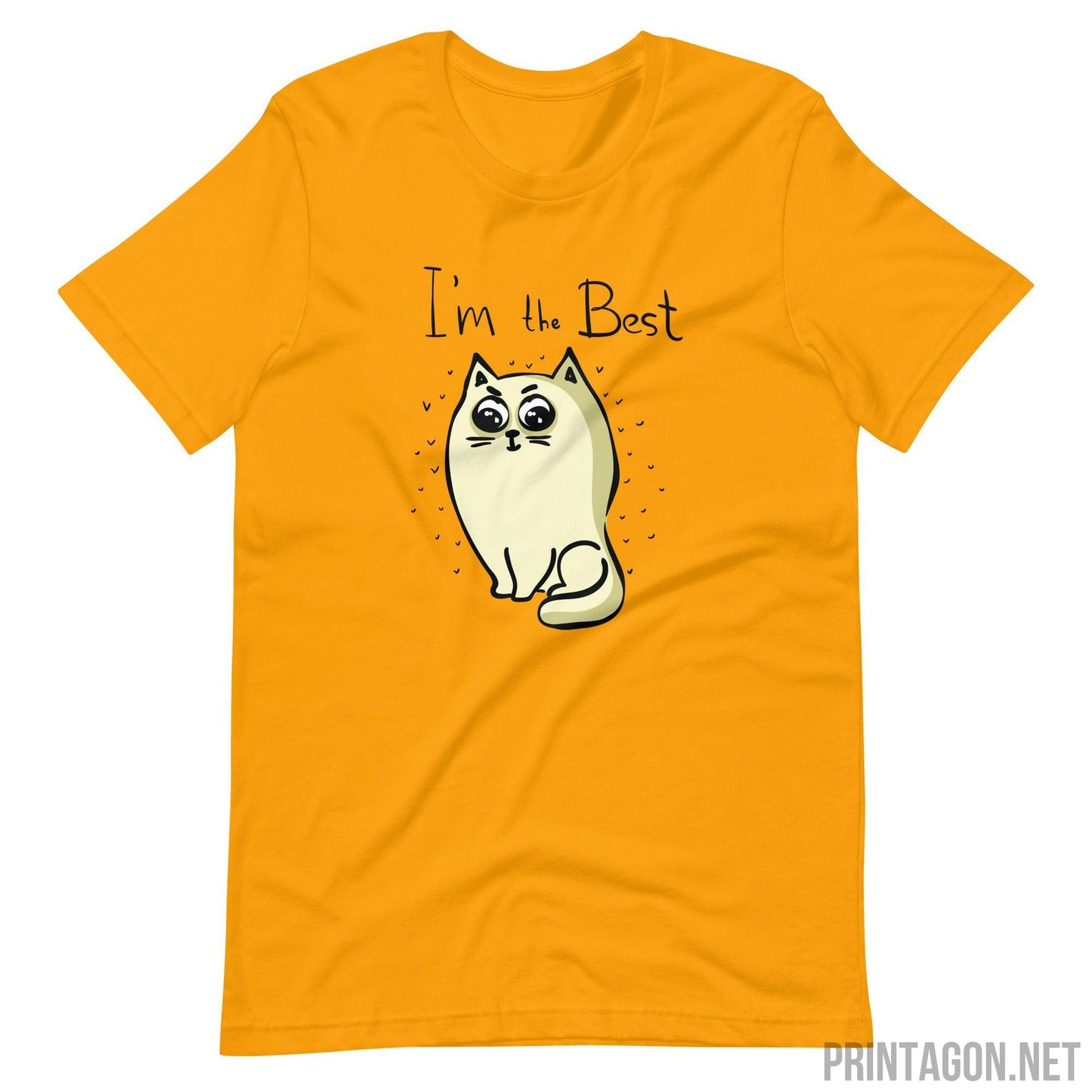 Printagon - I'm the Best Cat - Unisex T-shirt - Gold / S