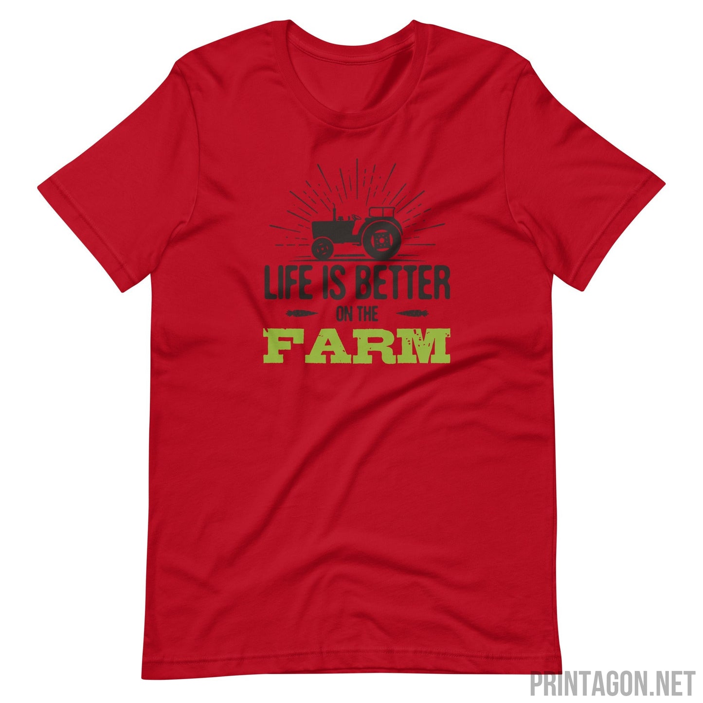 Printagon - Life Is Better In The Farm - Unisex T-shirt - Red / XS