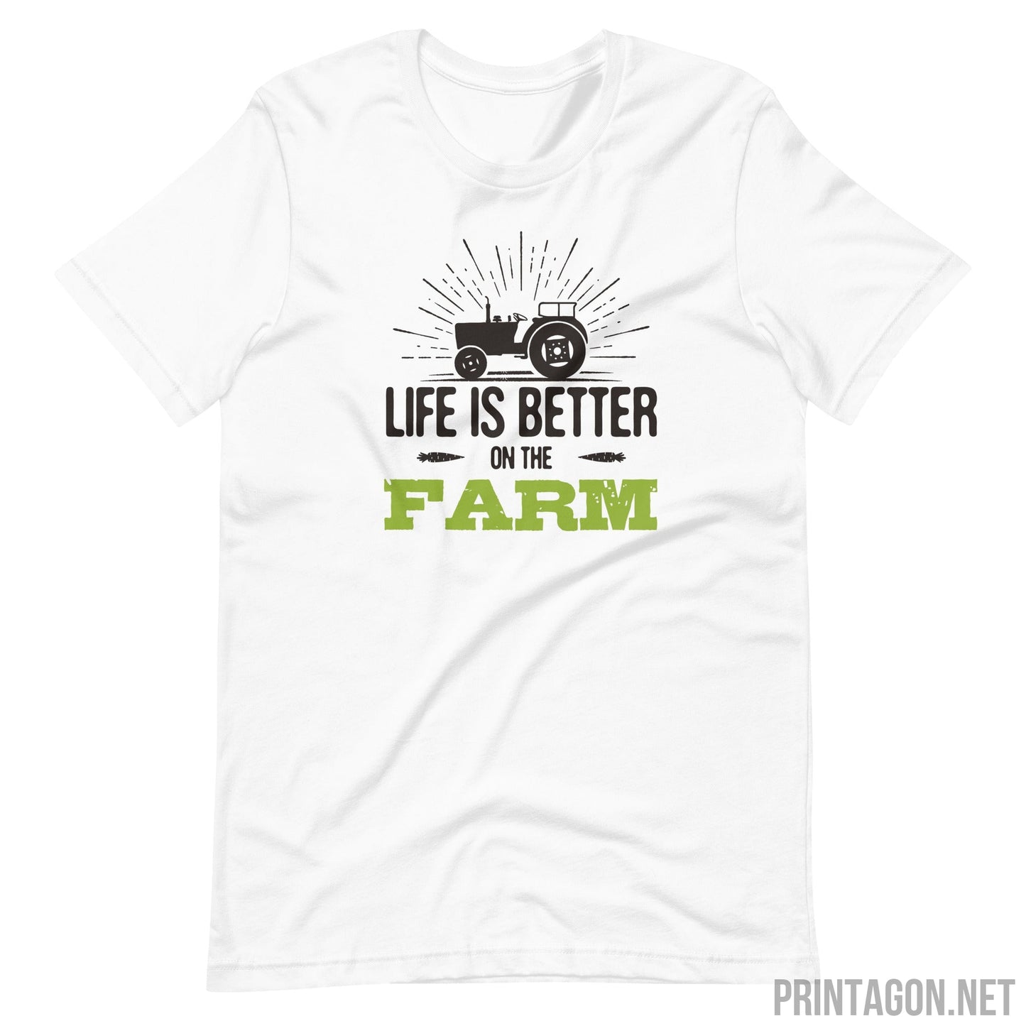 Printagon - Life Is Better In The Farm - Unisex T-shirt - White / XS