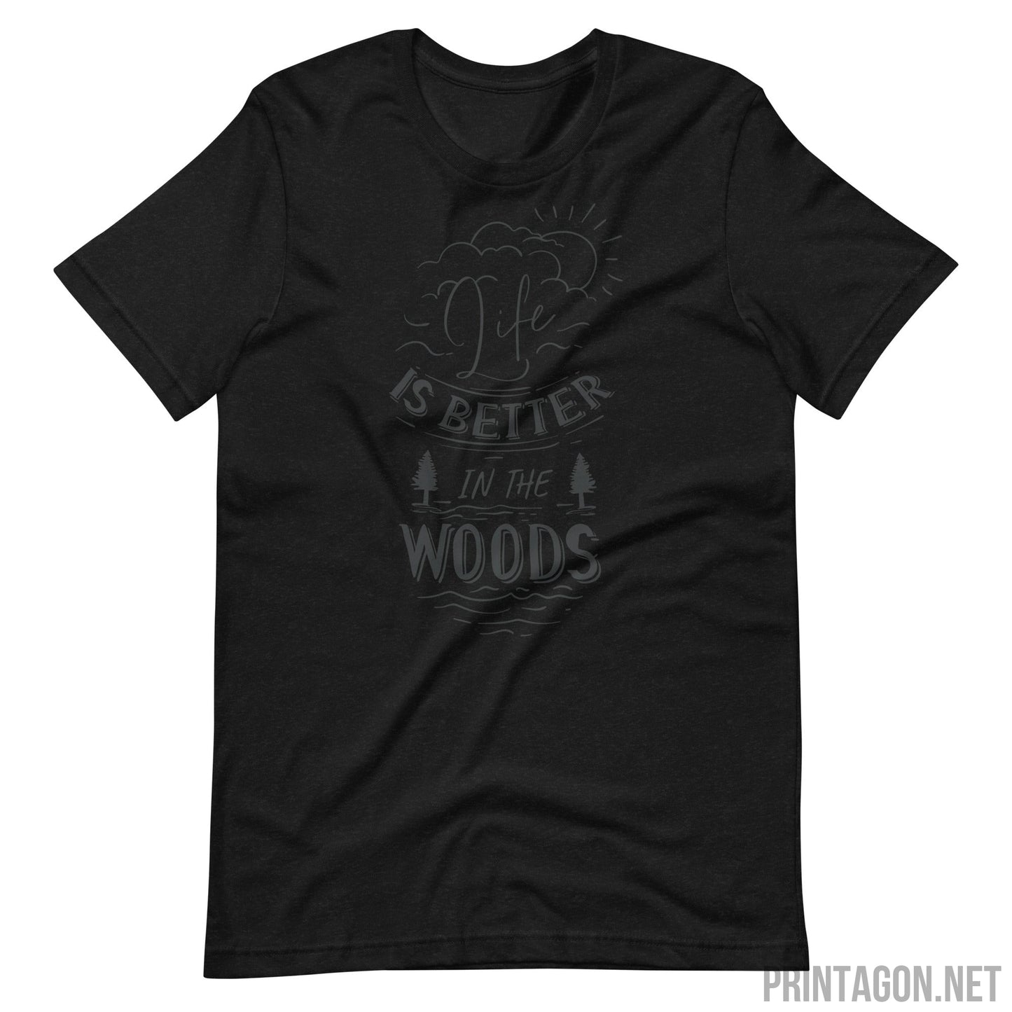 Printagon - Life in the Woods - Unisex T-shirt - Black Heather / XS