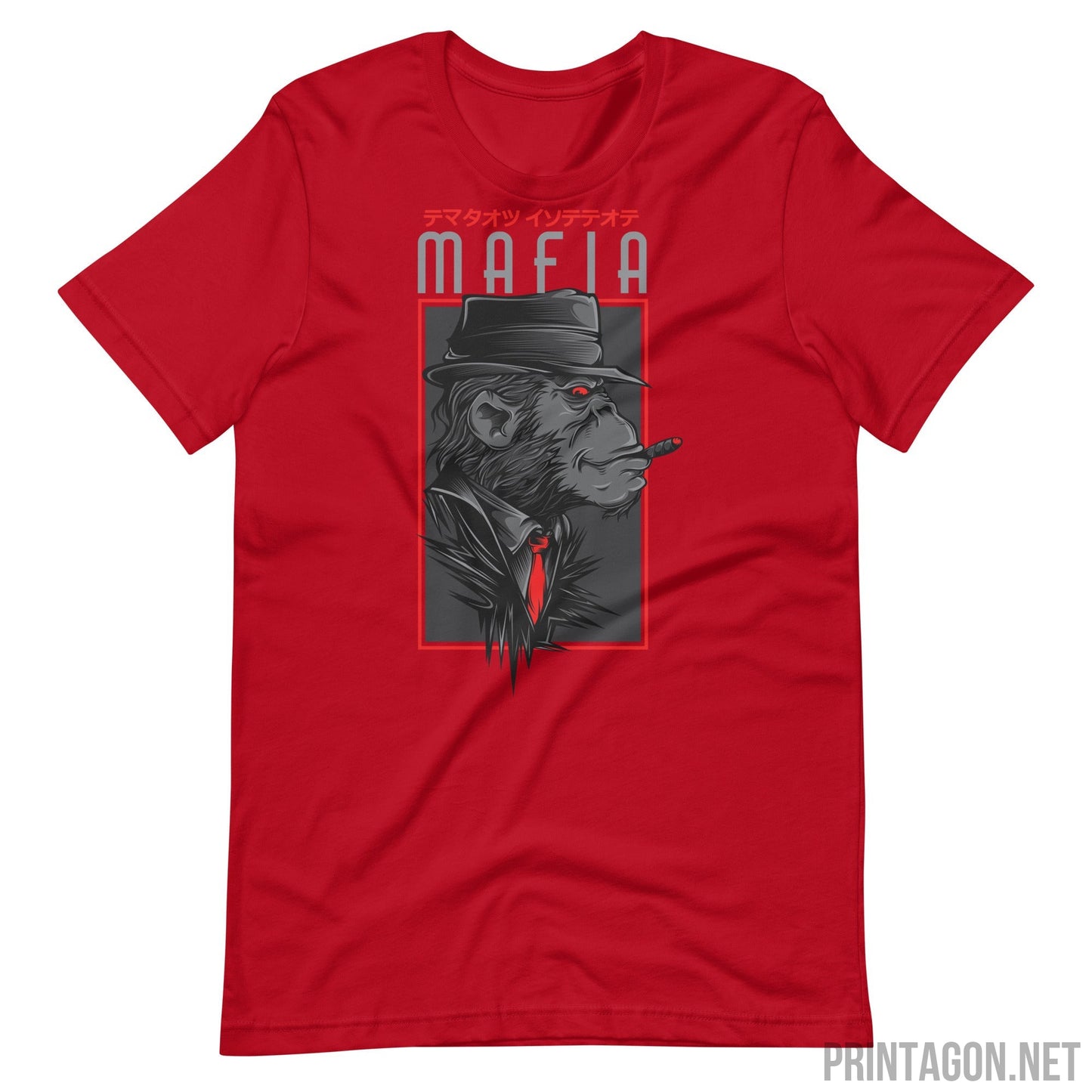 Printagon - Mafia Monkey T-shirt - Red / XS