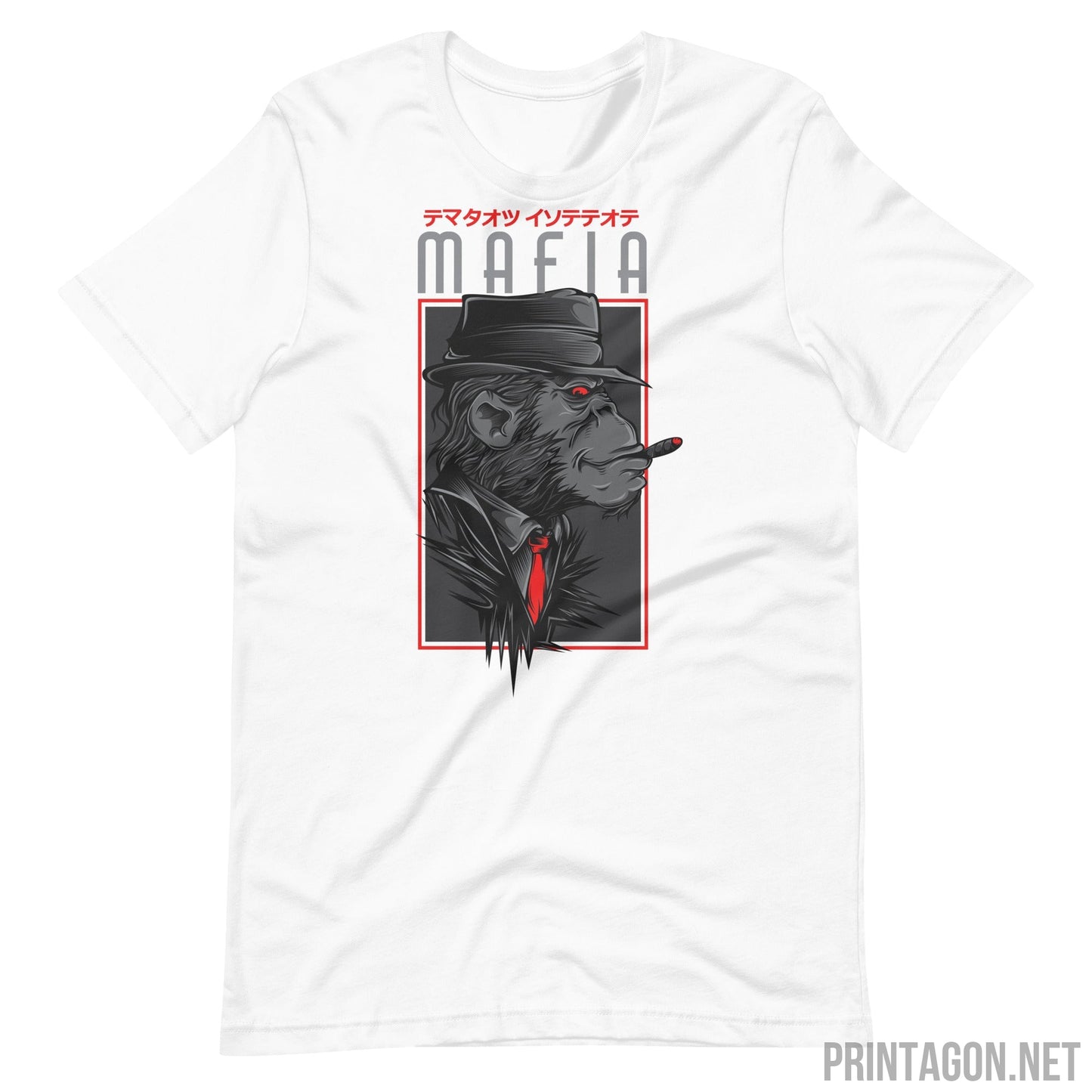 Printagon - Mafia Monkey T-shirt - White / XS