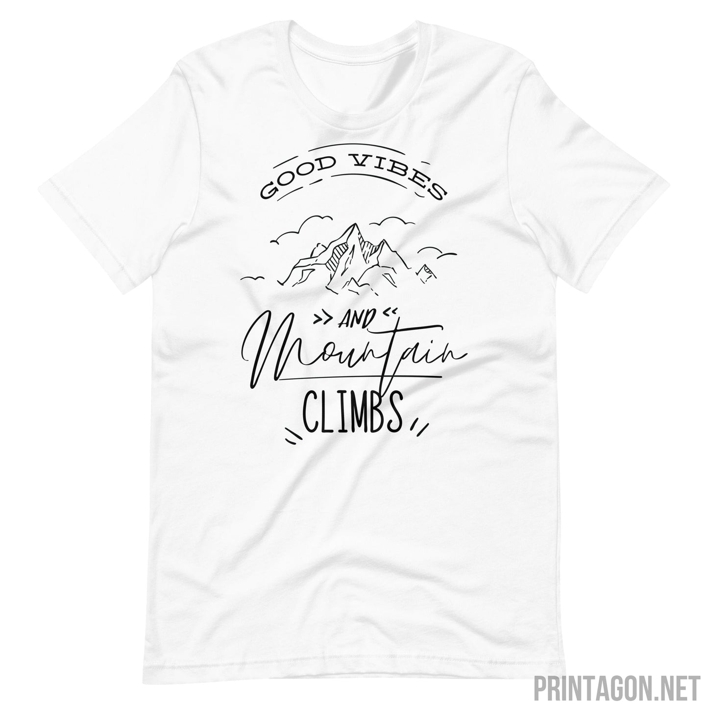 Printagon - Mountain Climbs - Unisex T-shirt - White / XS