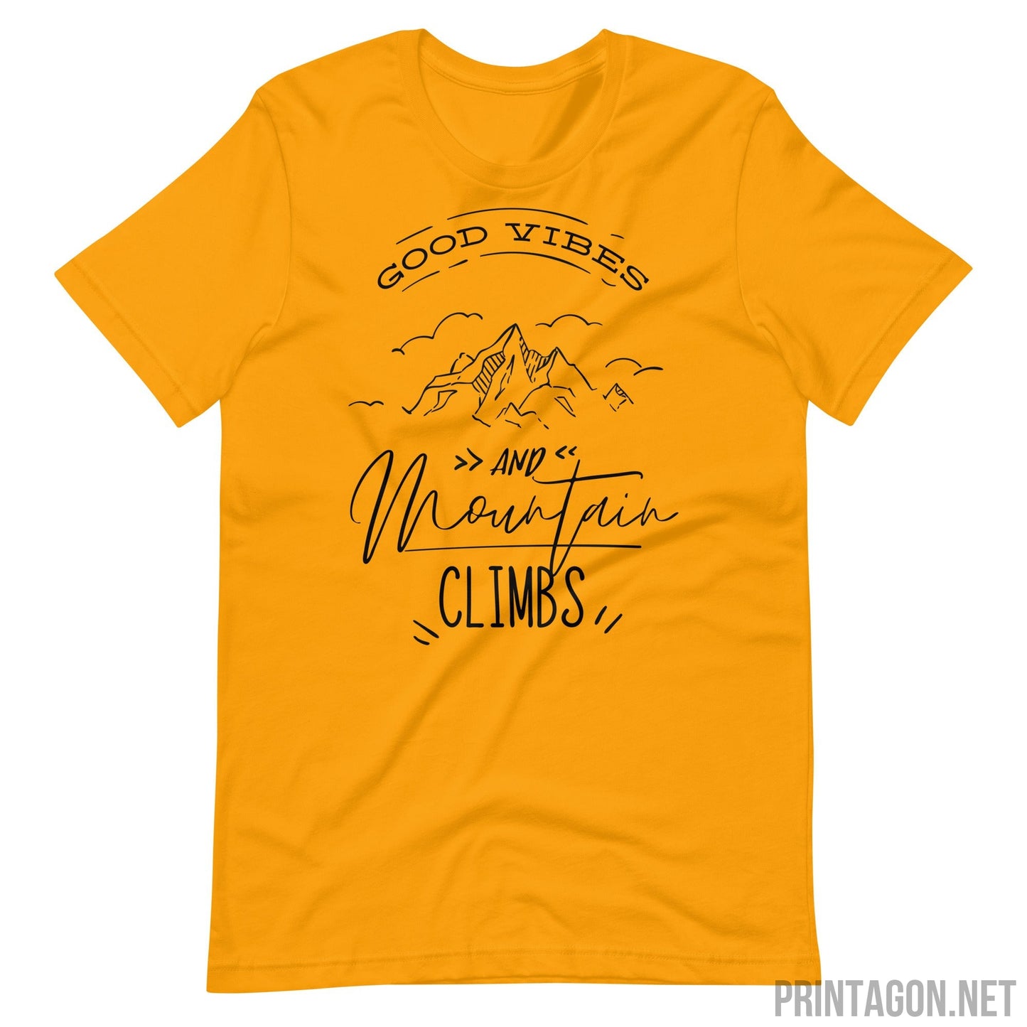 Printagon - Mountain Climbs - Unisex T-shirt - Gold / S