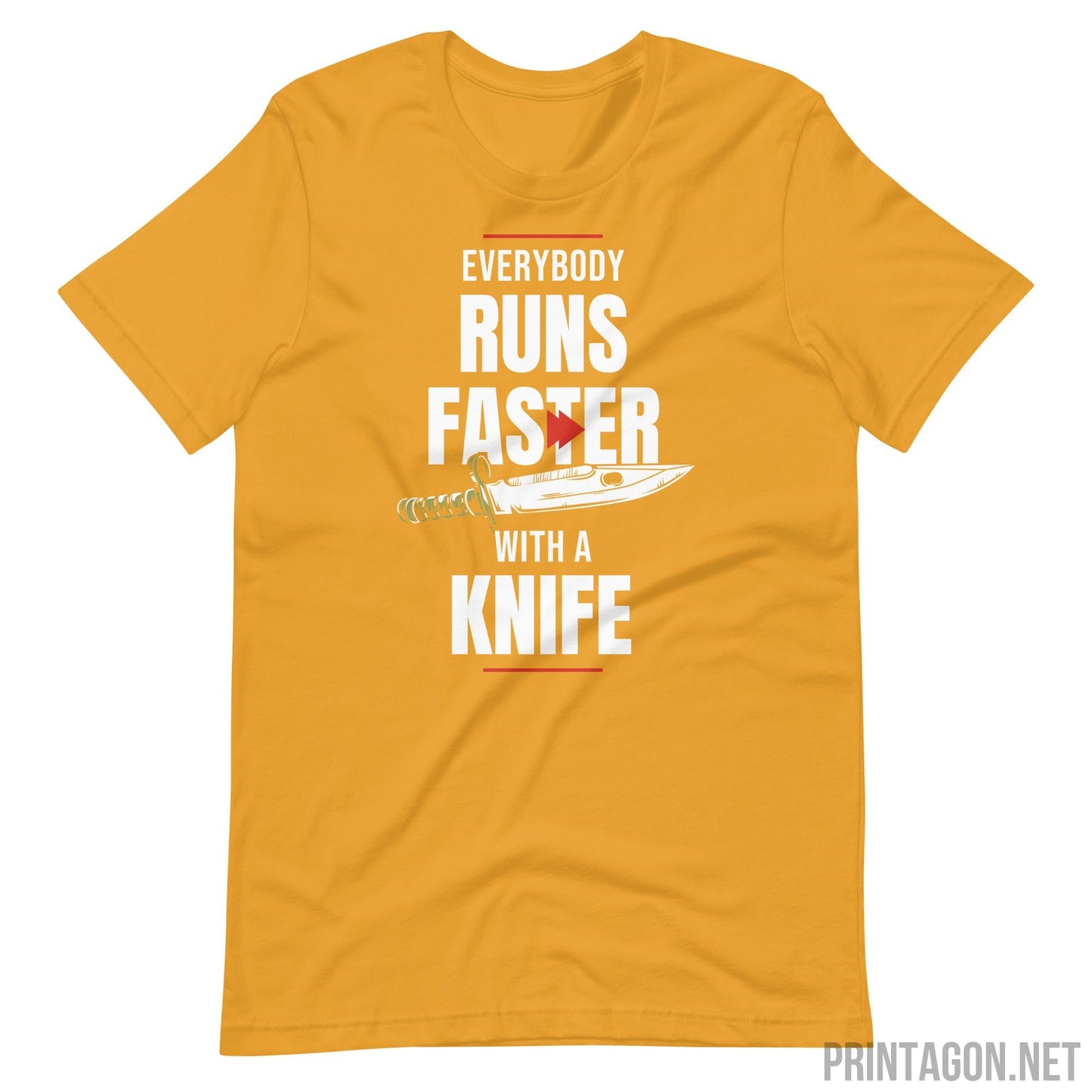 Runs Faster - Unisex T-shirt - Mustard / XS Printagon