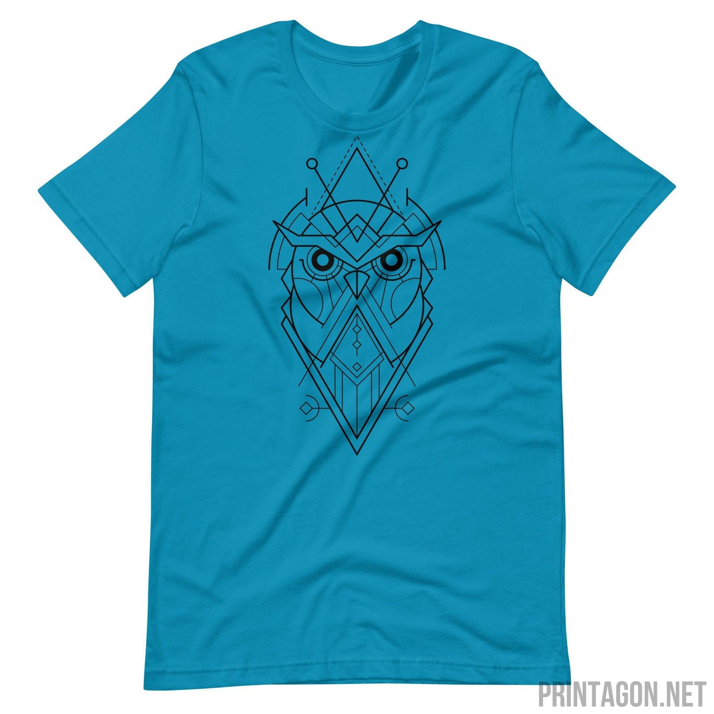 Sacred Geometric Owl - Unisex T-shirt - Aqua / S Printagon