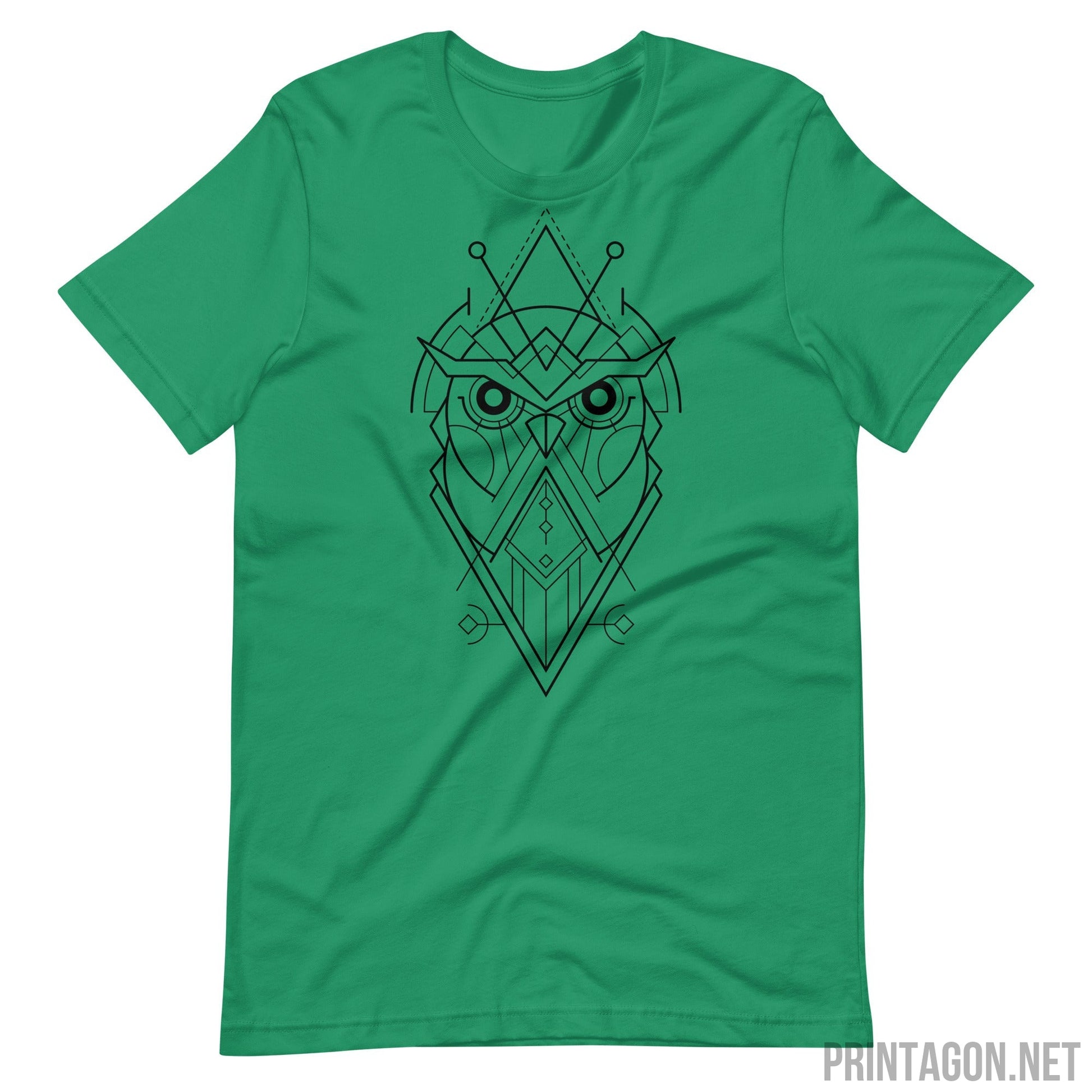 Sacred Geometric Owl - Unisex T-shirt - Kelly / XS Printagon