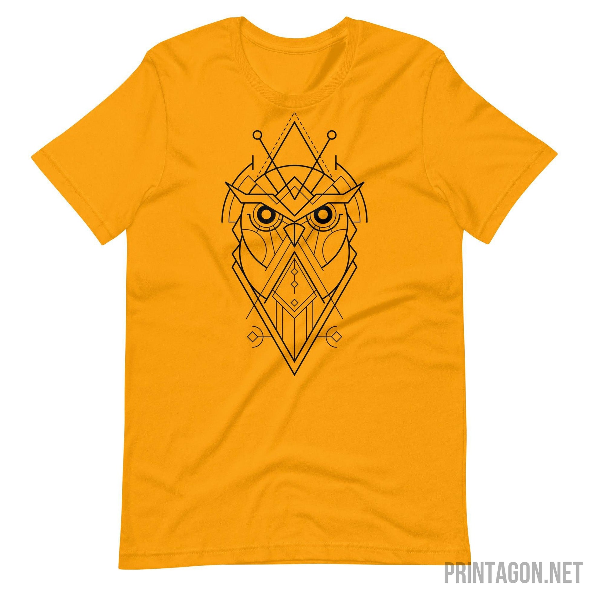 Sacred Geometric Owl - Unisex T-shirt - Gold / S Printagon