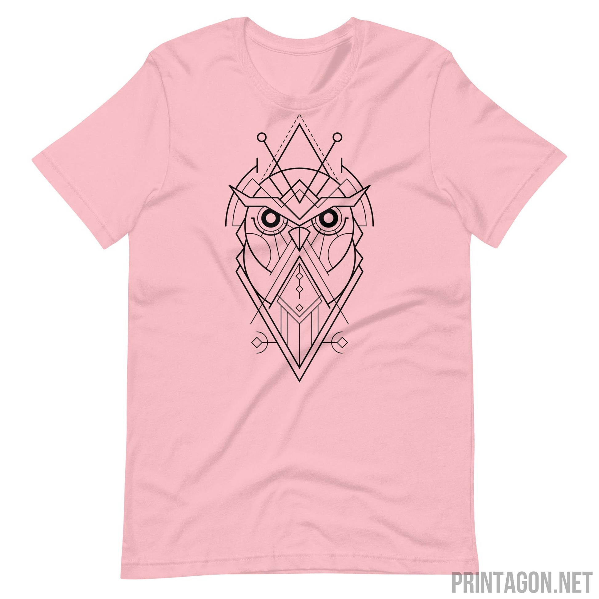 Sacred Geometric Owl - Unisex T-shirt - Pink / S Printagon