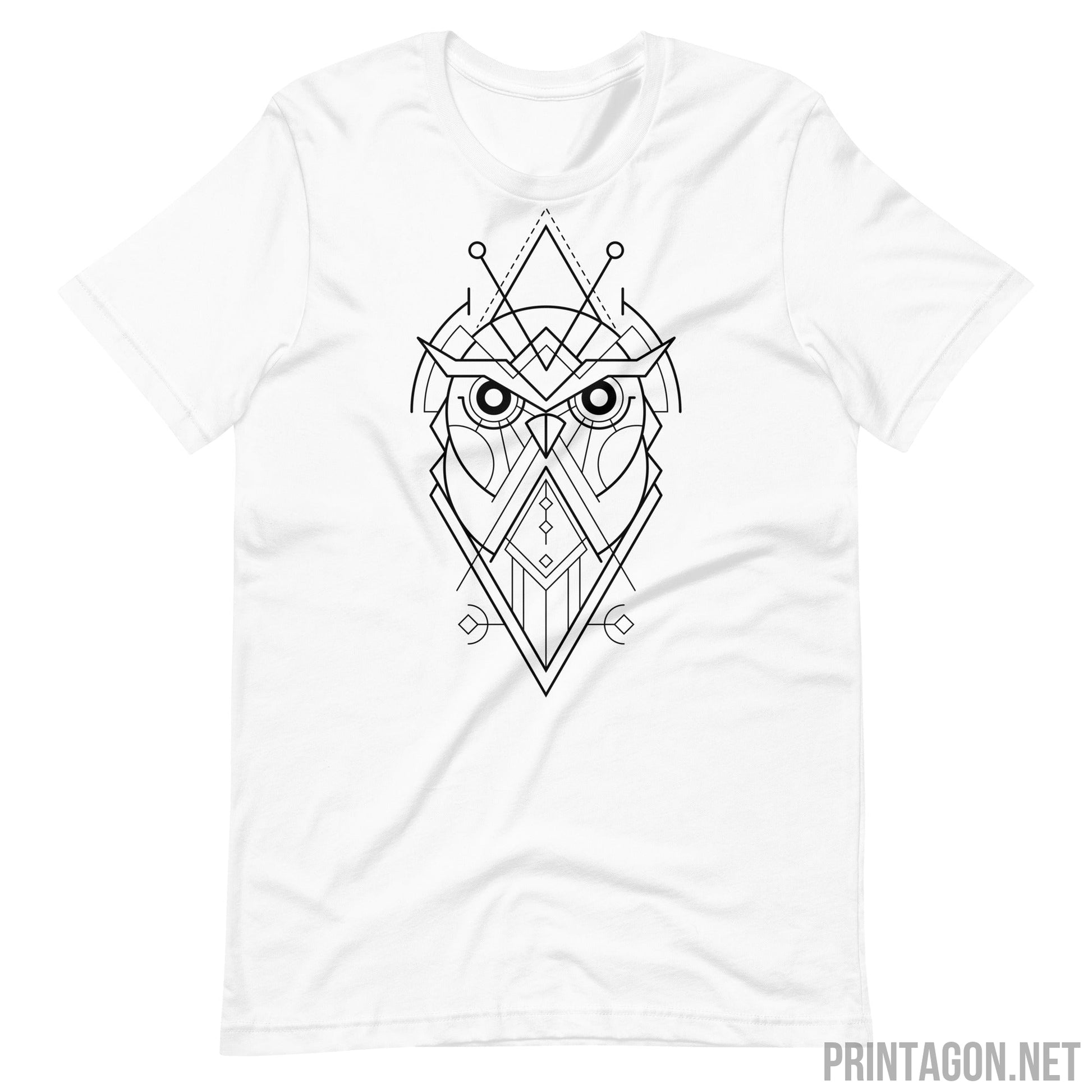 Sacred Geometric Owl - Unisex T-shirt - White / XS Printagon